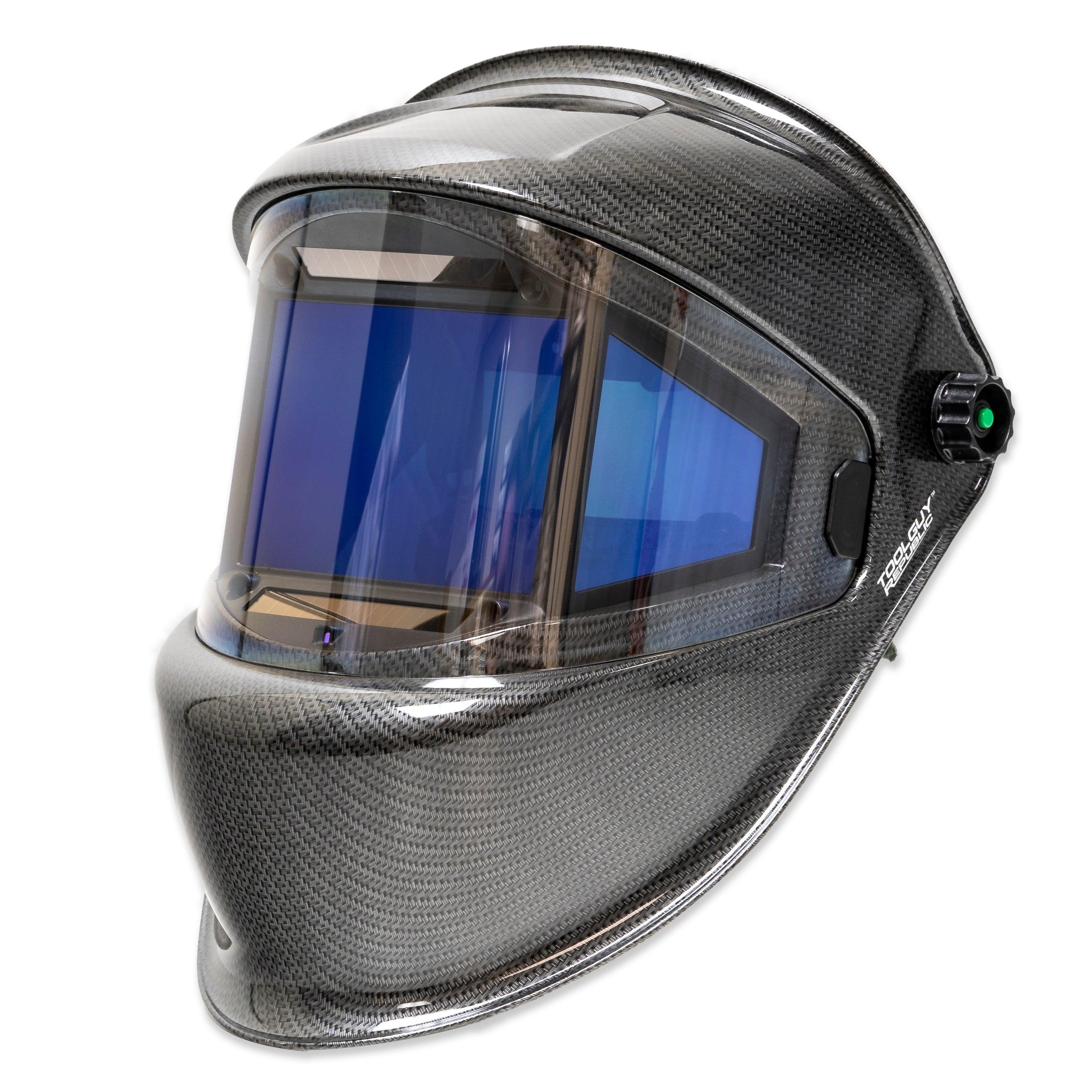 auto darkening motorcycle helmets TGR Digital Panoramic 180 View Solar Powered Auto Darkening Welding Helmet