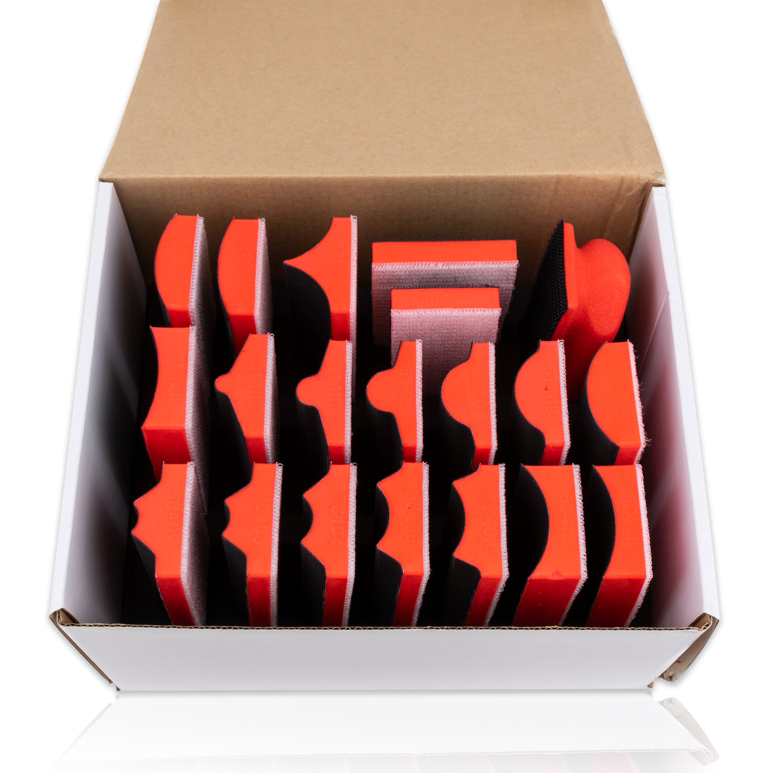 20pc Hand Sanding Block Set - Hook and Loop Interchangeable Assorted Shapes