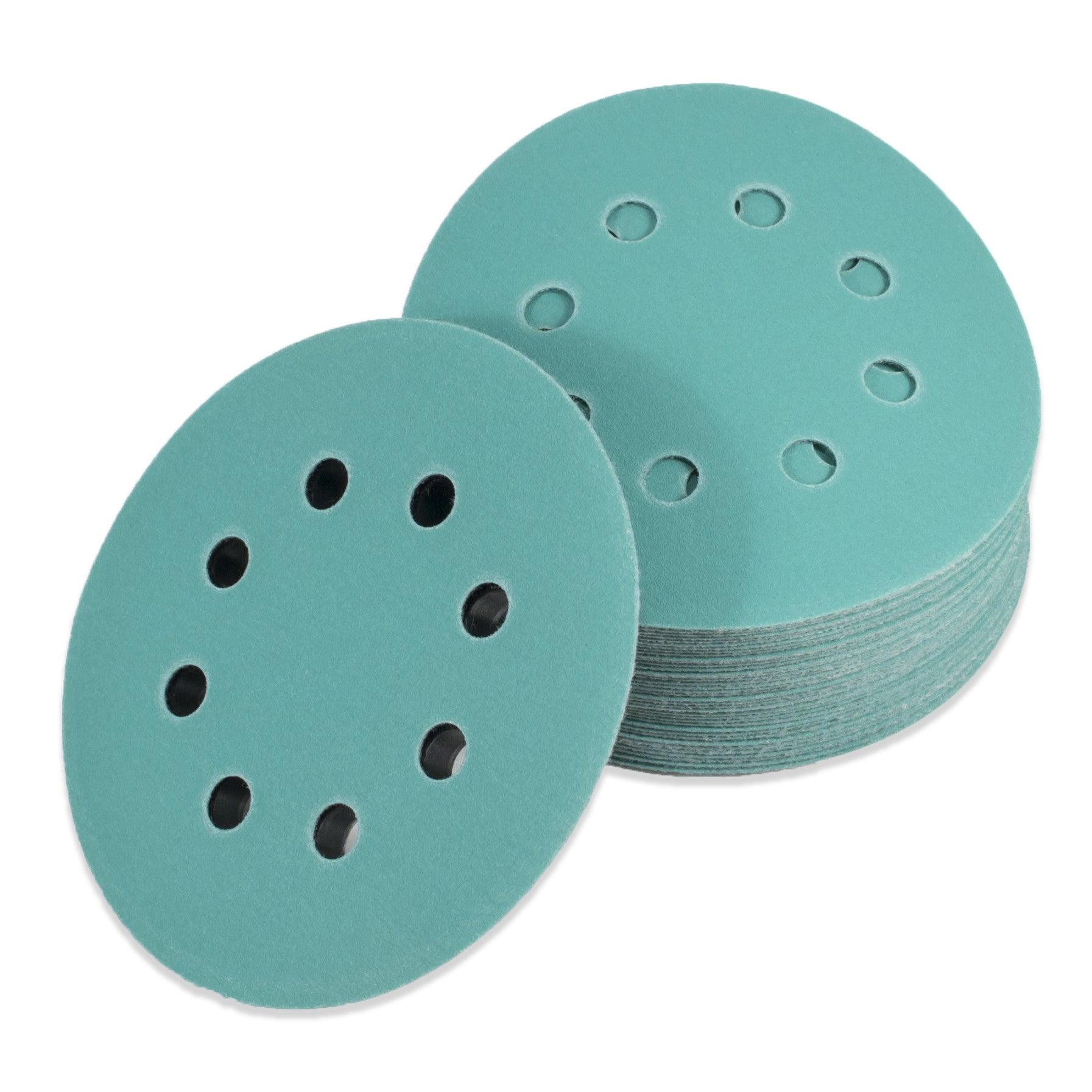 (40 Pack) 5" 8 Hole 220 Grit Sanding Disc Paper with 5" 8 Hole Hook and Loop Pad - Tool Guy Republic