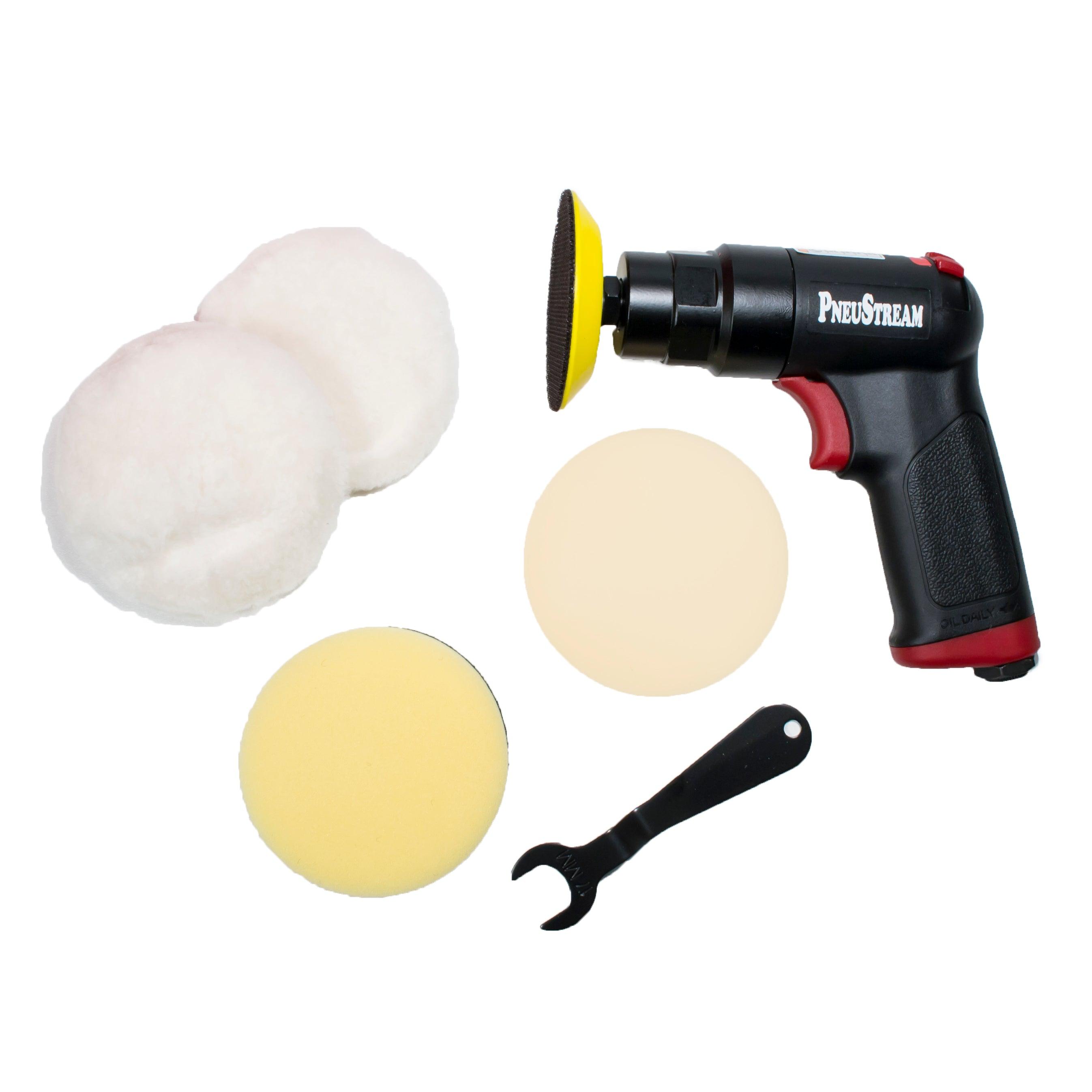 PneuStream 3" Pistol Grip Air-Operated Buffer/Polisher Kit - Tool Guy Republic