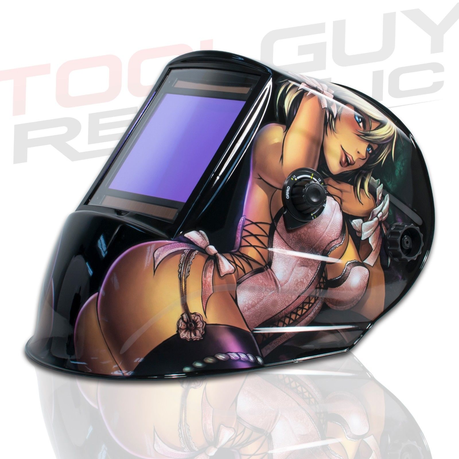 TGR Extra Large View Auto Darkening Welding Helmet - Anime Girl - 4"W x 3.65"H - Tool Guy Republic