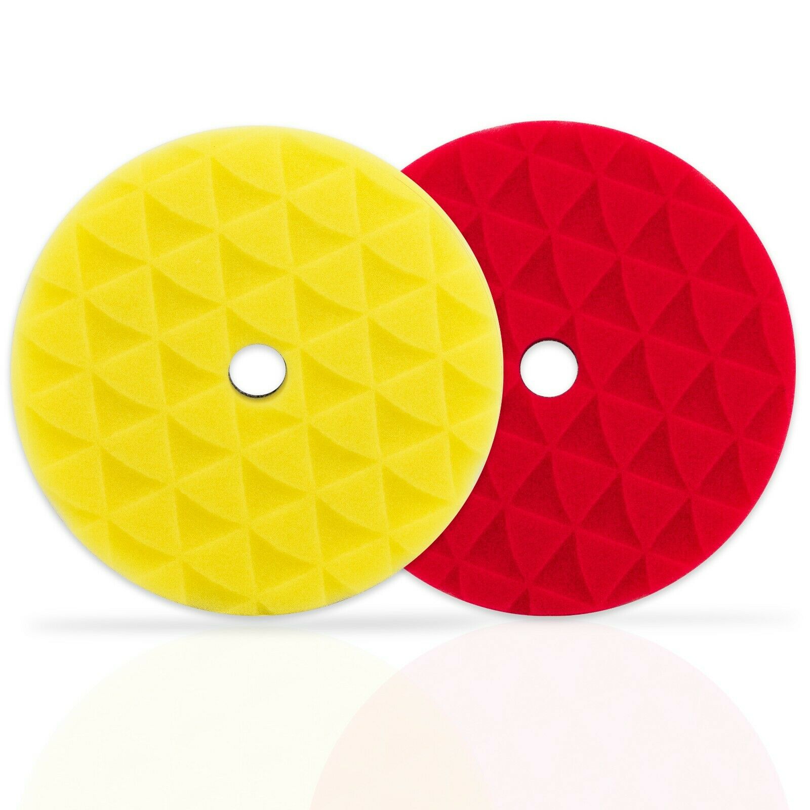Shinemate - 7" Black Diamond (1) Yellow High Cut Foam Pad + (1) Red Finishing Foam Pad to fit 6" Backing Plates - Tool Guy Republic