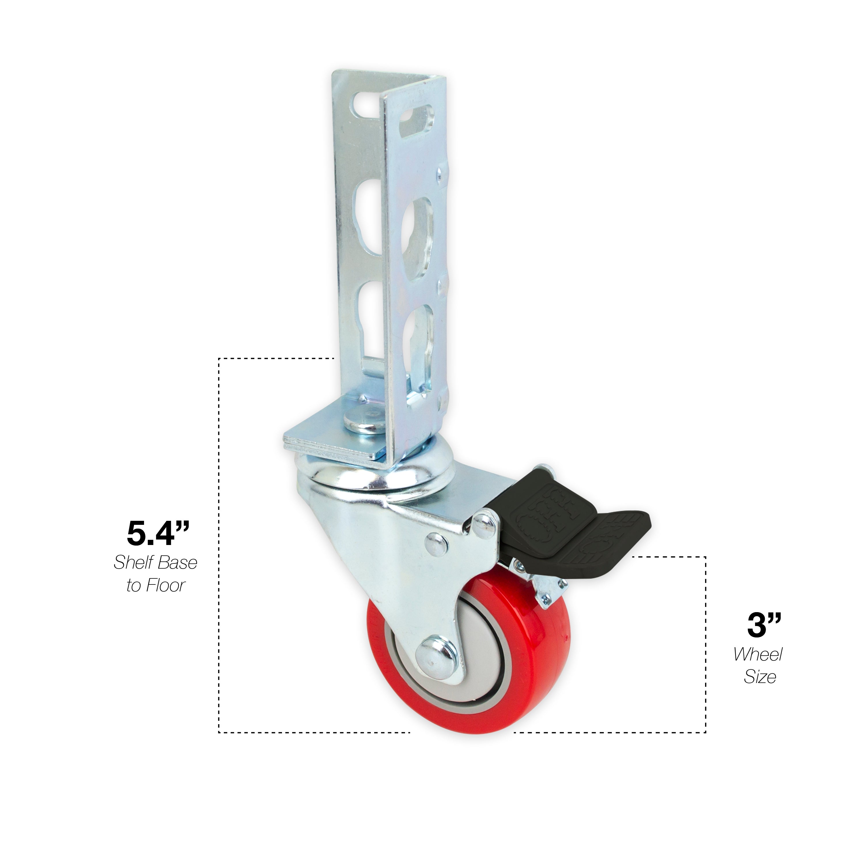 4pc Storage Rack Caster Wheels (Adapts to Boltless Self Locking Shelving Racks)