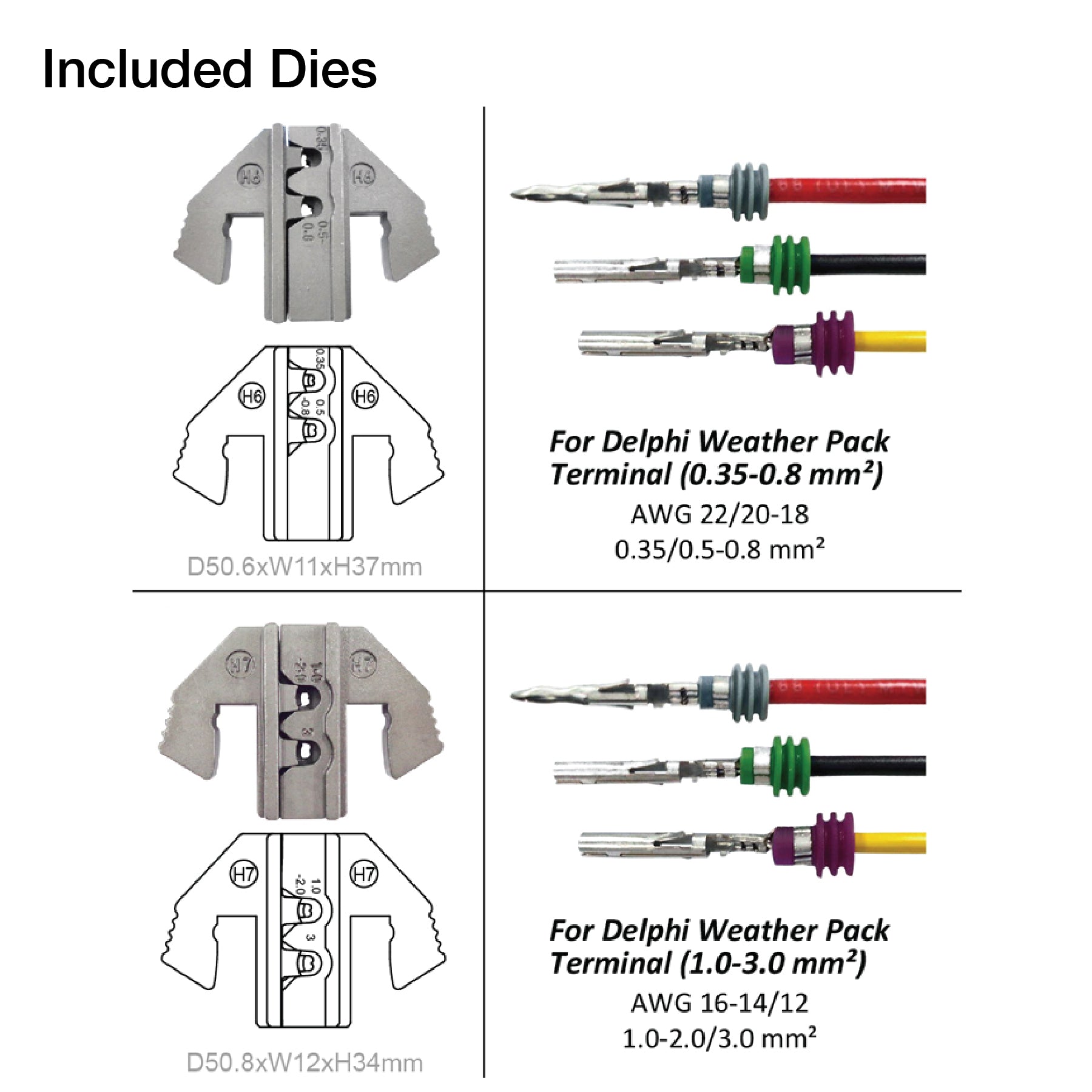 225pc Weather Pack Terminal Ratcheting Crimping Tool & Connector Kit - Includes 2 Interchangeable Dies and Wire Strippers