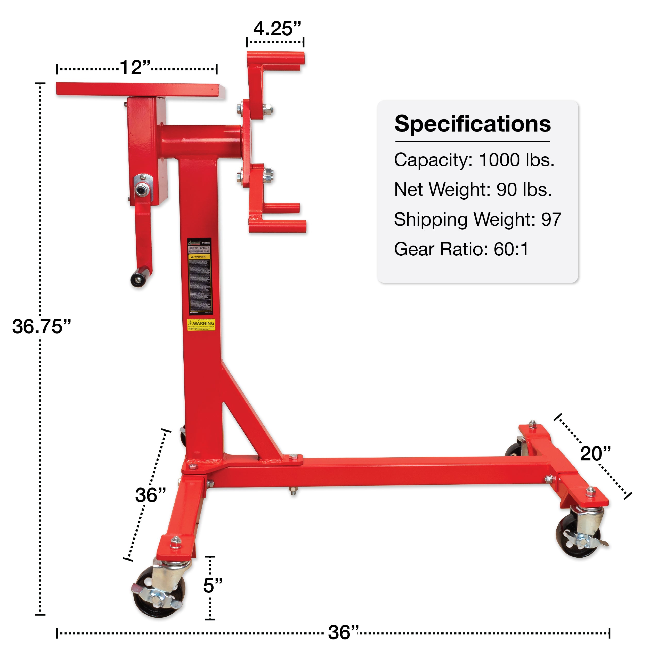 Jackco 1000 lb. Capacity Rotating Engine Stand with Tool Tray
