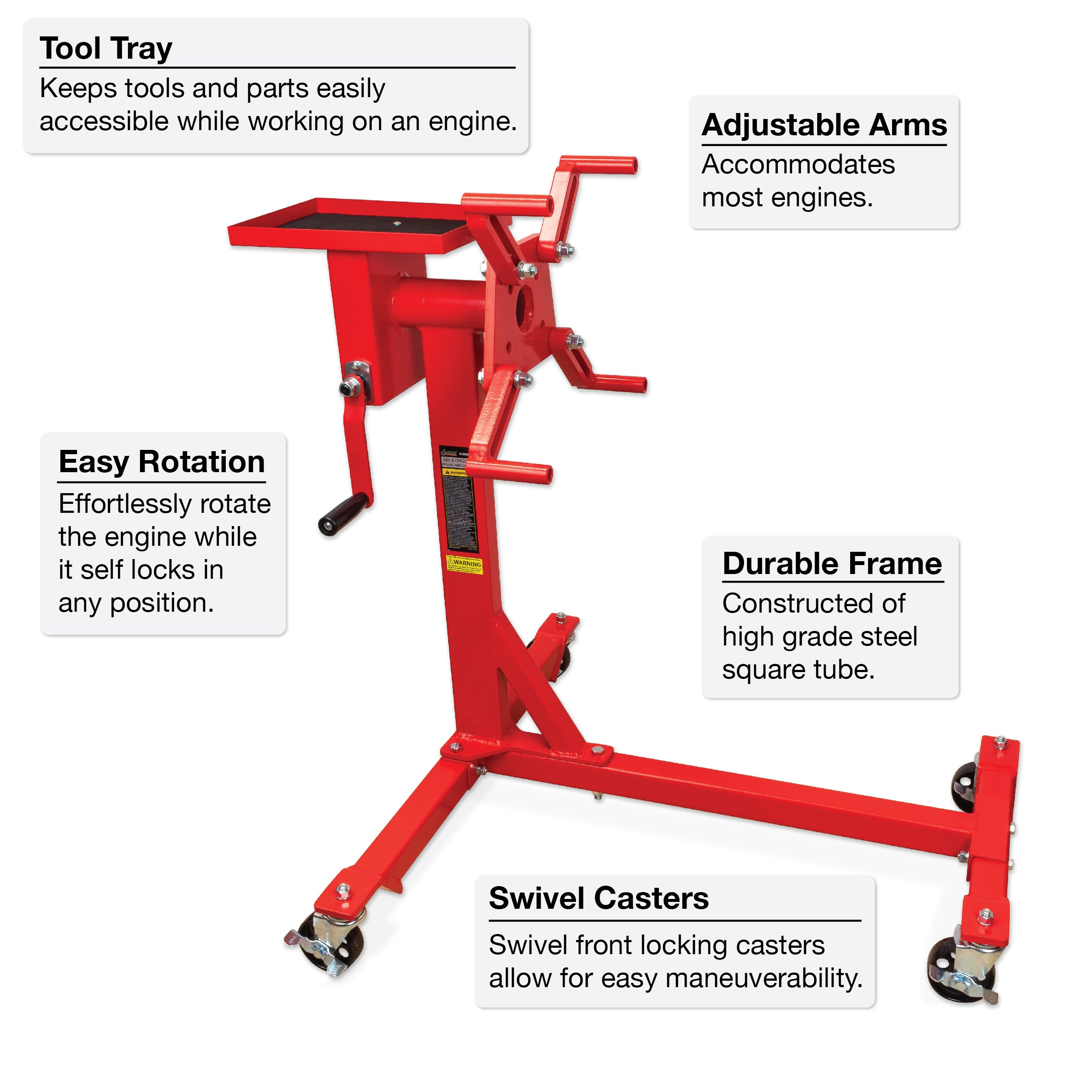 thumbnail image 2 of Autodayplus 1000 Lb Engine Stand – 360° Rotation Manual Hoist Stand For Auto Repair 2 of 3