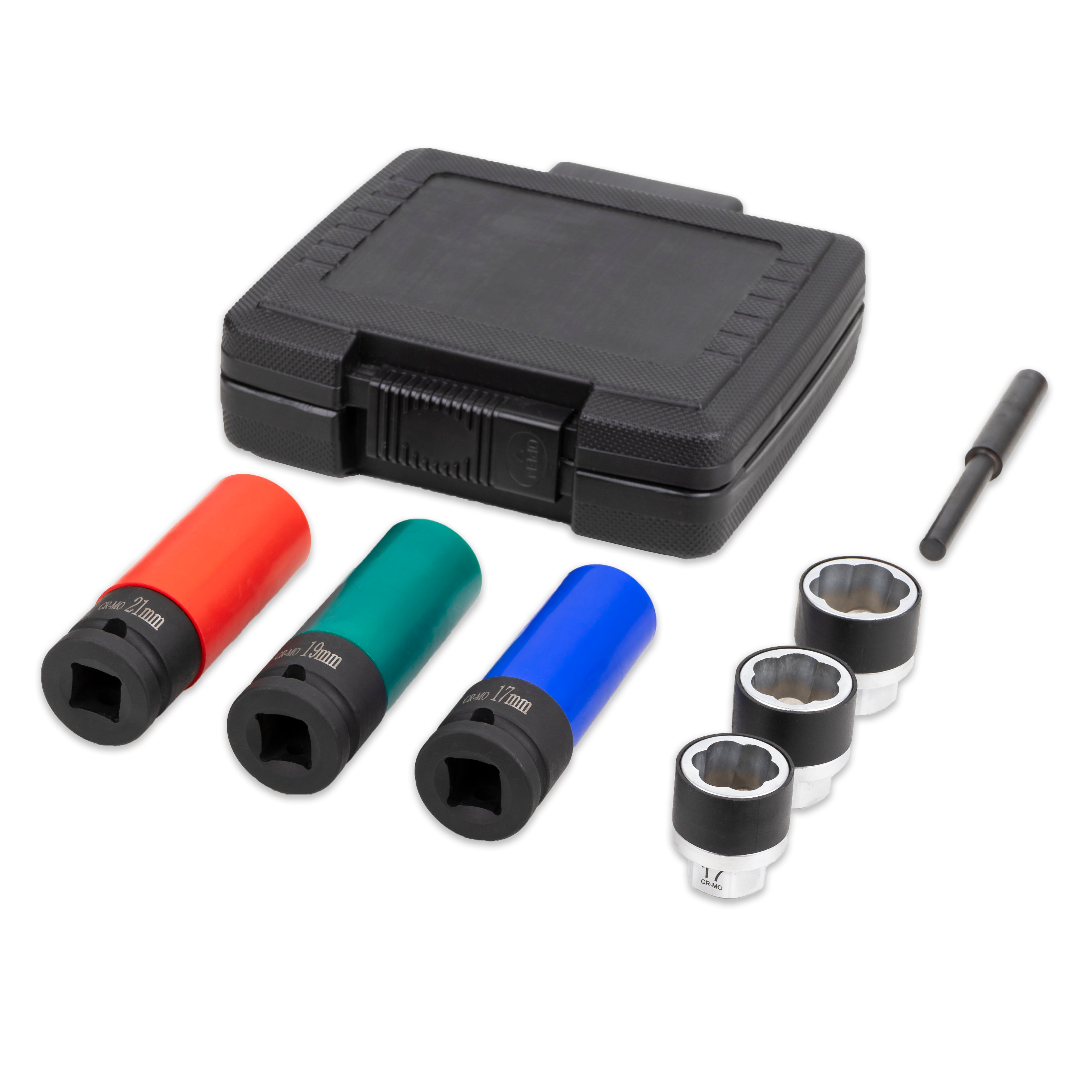Deep Nut Extractor Set 7pc 1/2-Inch Drive Non-marring Impact Deep Lug Nut Socket Set and Extr ...