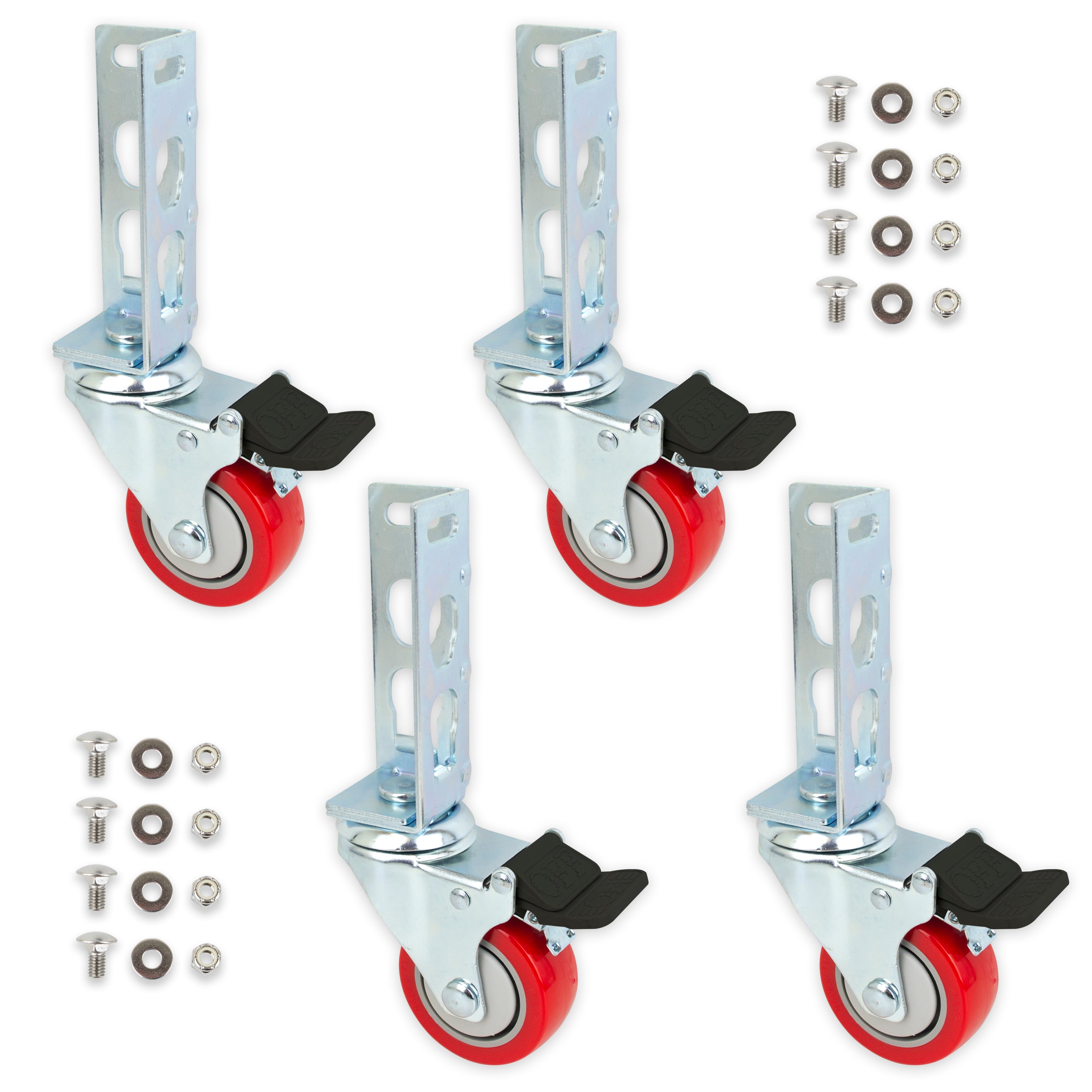 4pc Storage Rack Caster Wheels (Adapts to Boltless Self Locking Shelving Racks)