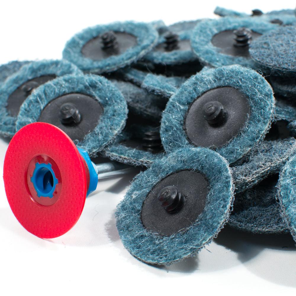 50pc - 2" Fine Blue Roloc Quick Change Surface Conditioning Prep Sanding Pads