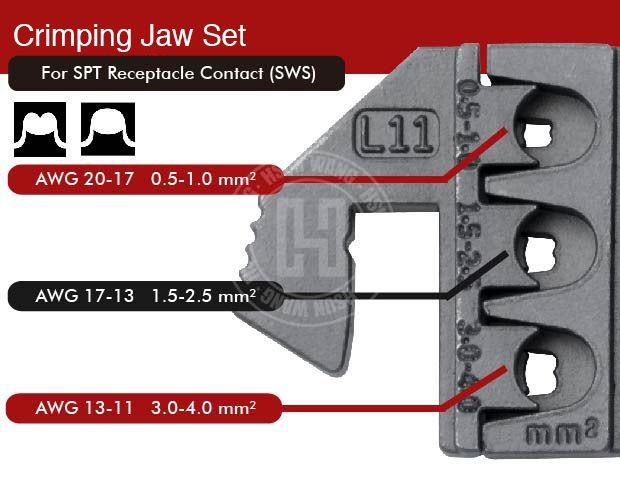 Crimping Tool Die - L11 Die for TE SPT Receptacle Contact(SWS) -AWG 20-17/17-13/13-11 Standard Power Timer - Tool Guy Republic