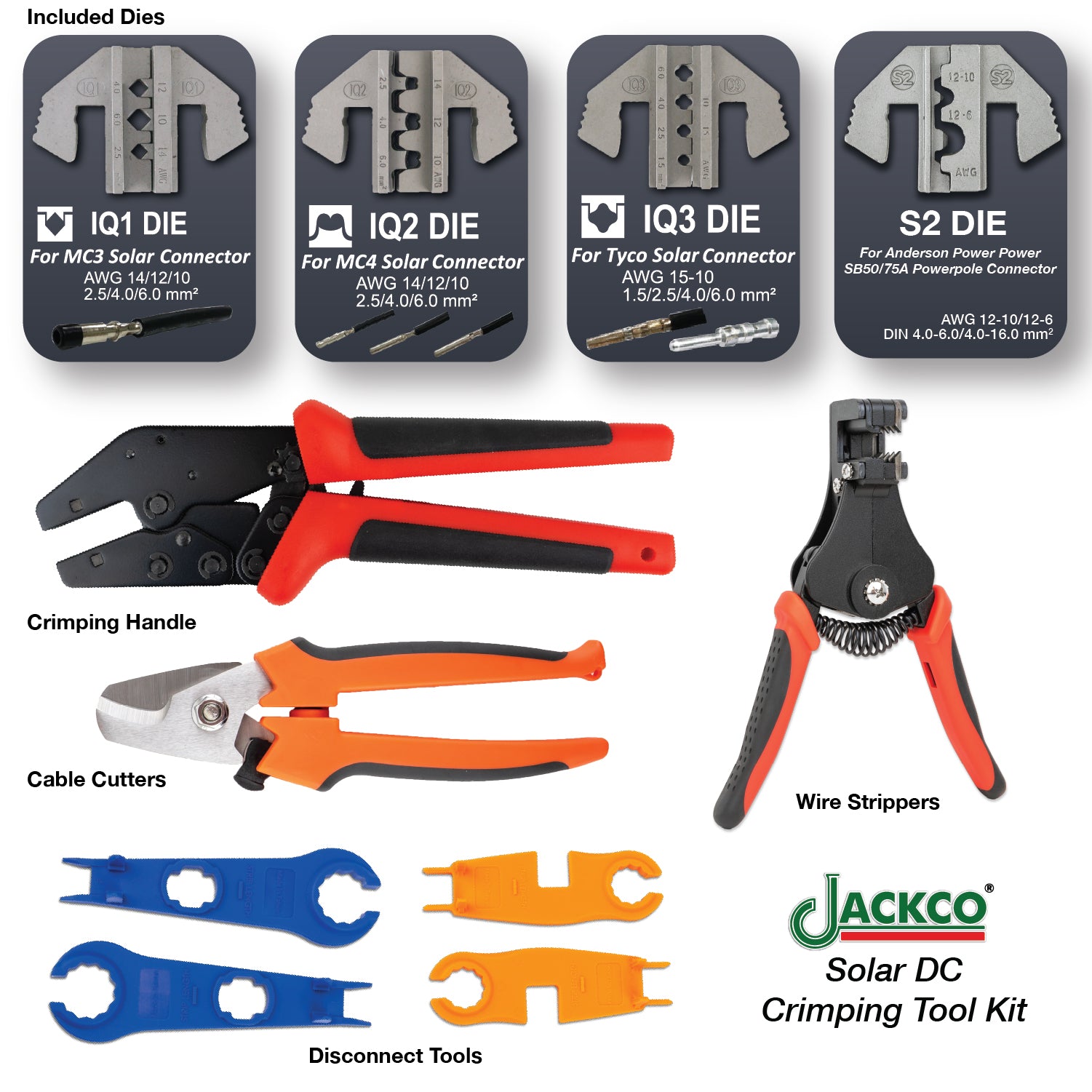 11PC Solar DC Installation Tool Kit with High Leverage Crimpers