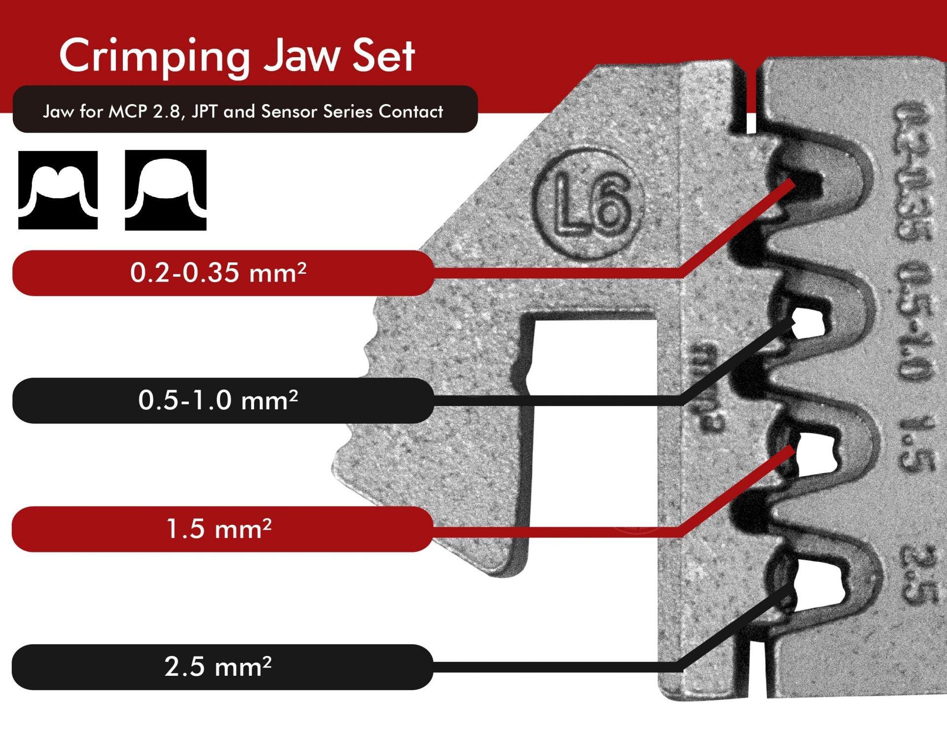 Crimping Tool Die - L6 Die for MCP 2.8, JPT and Sensor Series Contact - Tool Guy Republic