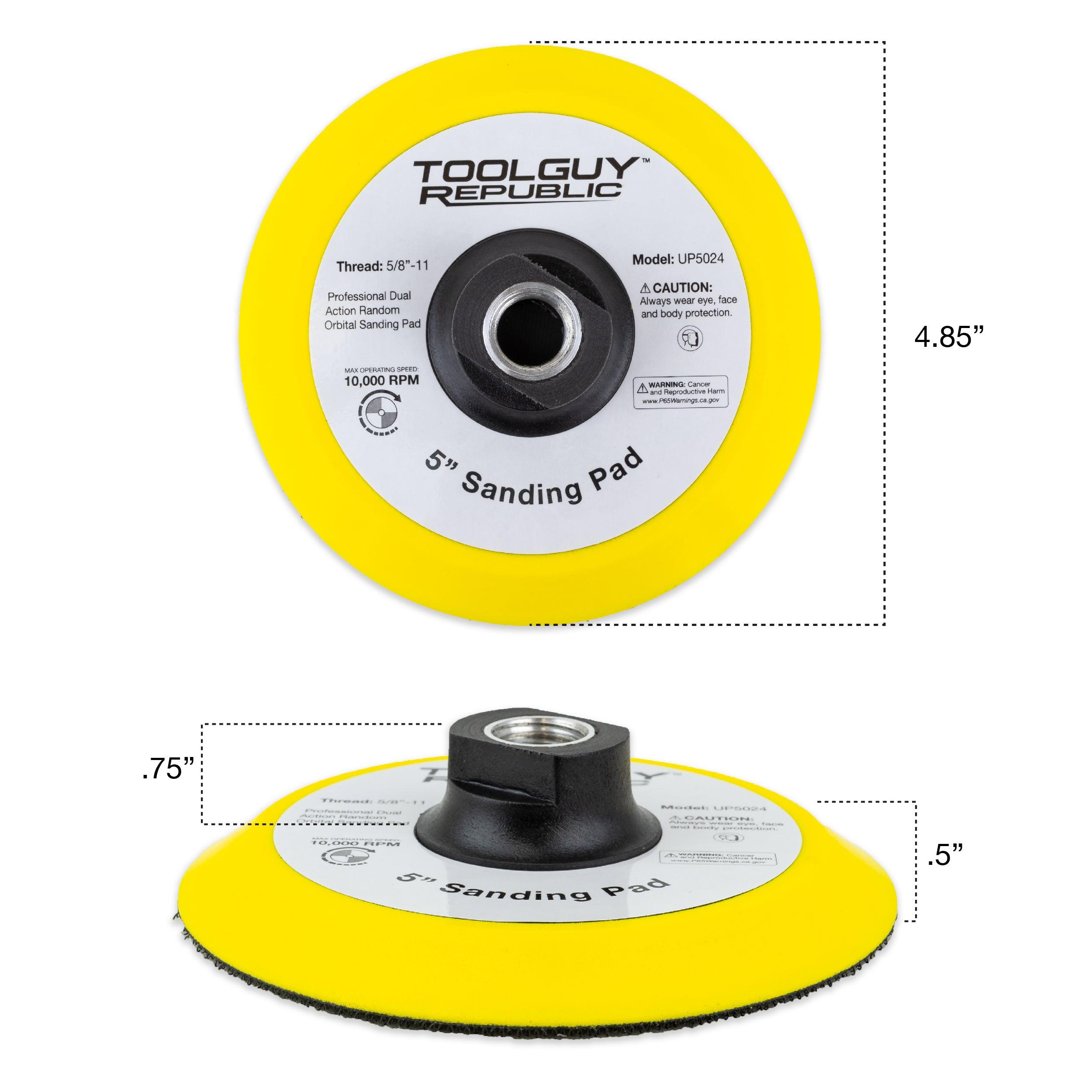 TGR 5" Low Profile Tapered Edge Hook and Loop Sanding Backup Pad with 5/8"-11 Threads