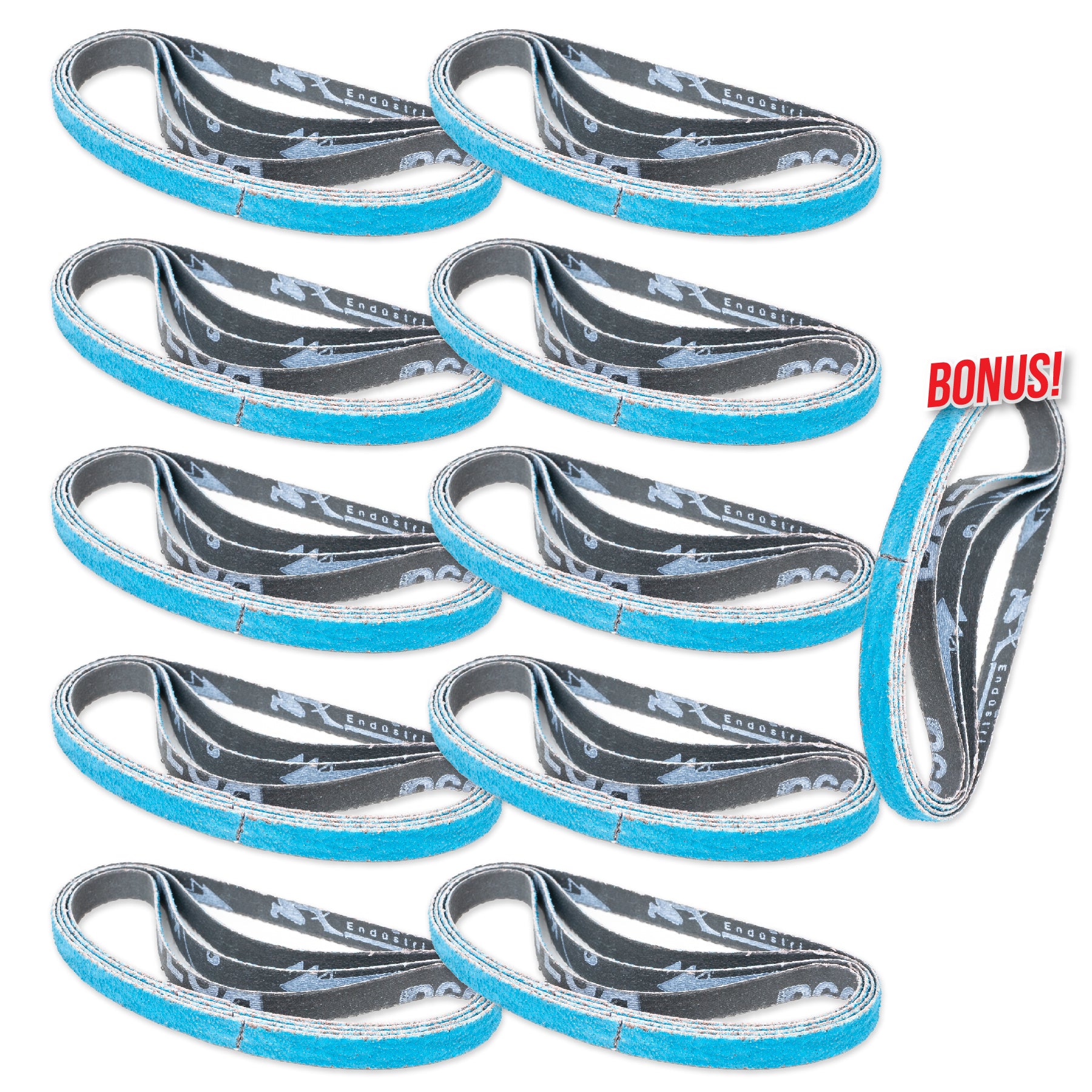 3/8” x 13” - 60 Grit Zirconia Sanding Belts for Air Sanders (40 Pack + 4 Bonus)
