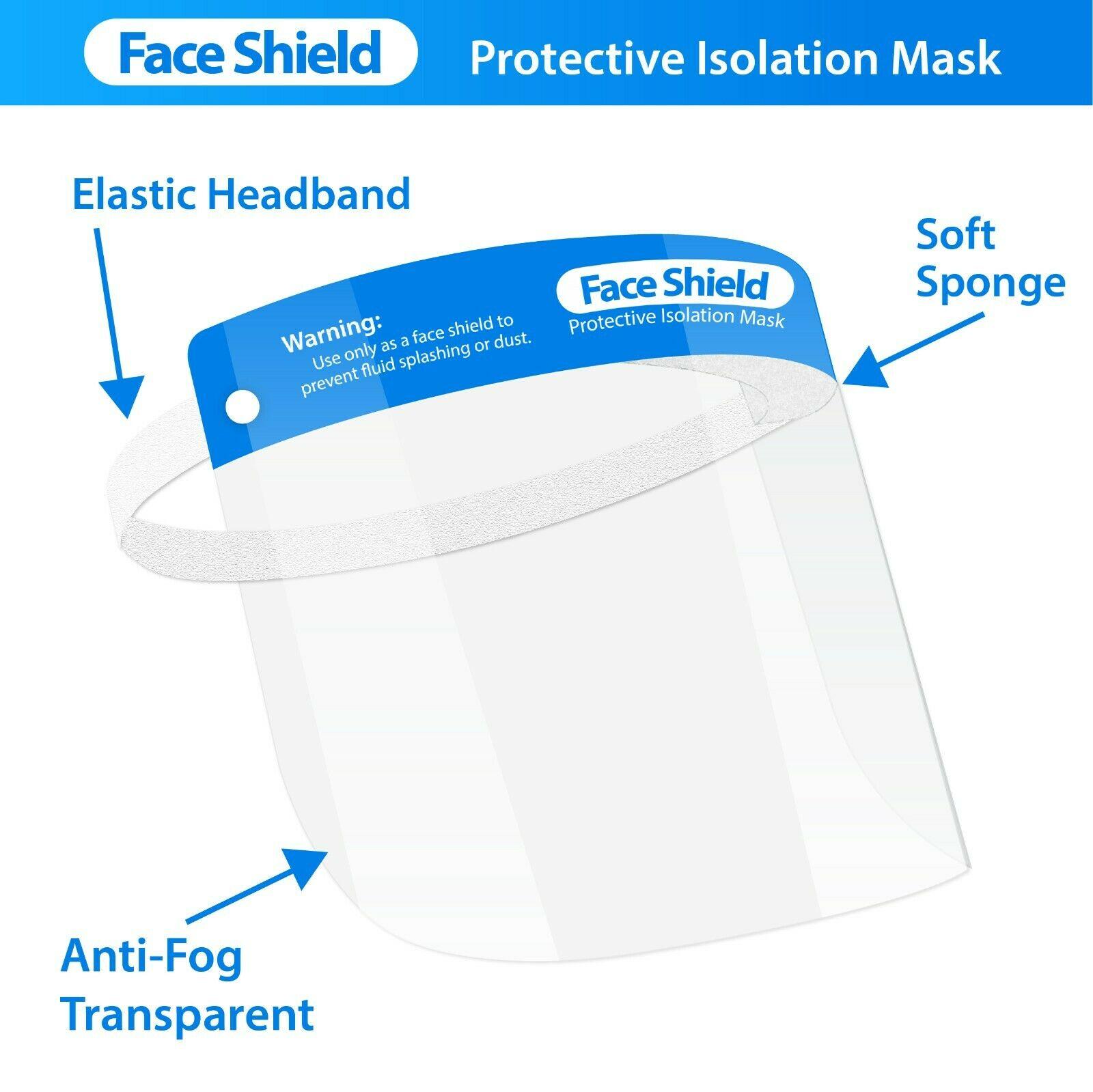 10 Pack Reusable Protective Isolation Safety Face Mask Shield for Men and Women (Anti-Fog)
