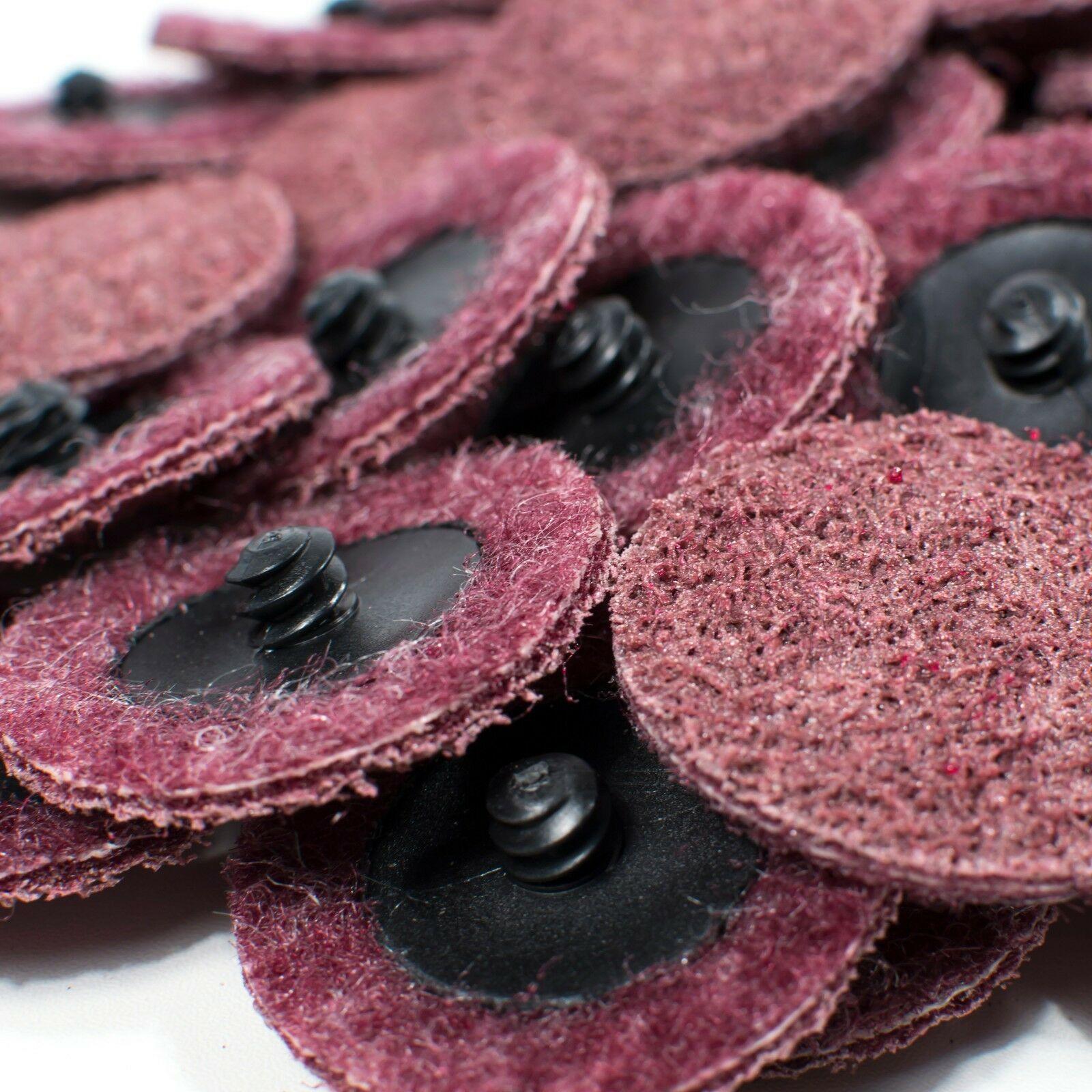 50pc - 2" Medium Maroon Roloc Quick Change Surface Conditioning Prep Sanding Pads