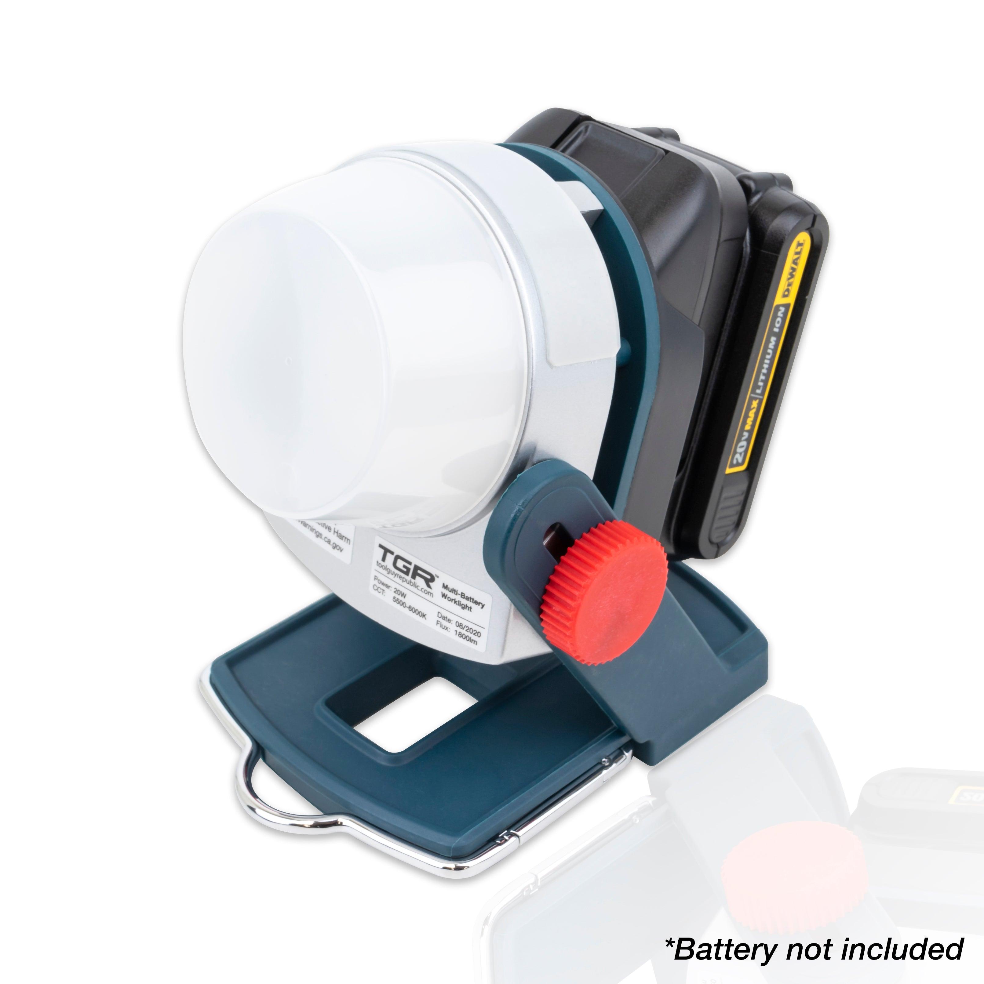TGR 20W Multi-Battery LED Worklight Powered by Makita, DeWalt, Milwaukee Cordless Tool Batteries - Tool Guy Republic