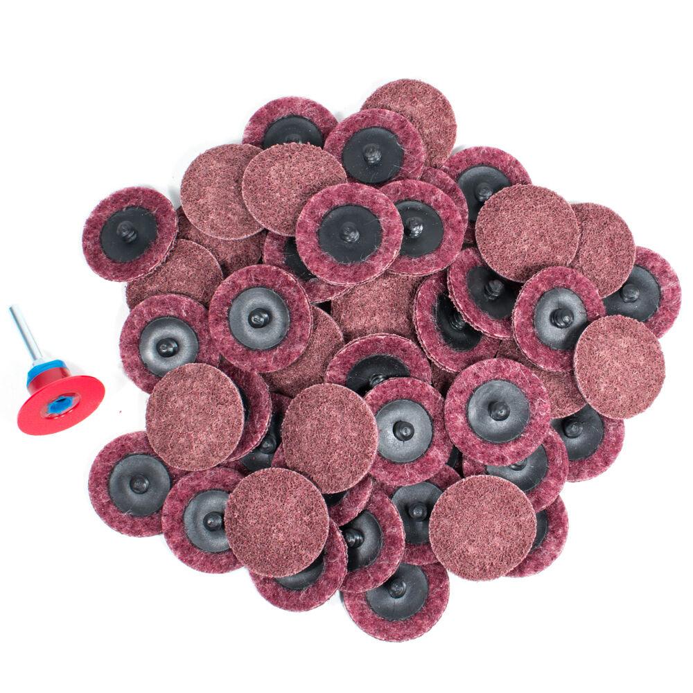 50pc - 2" Medium Maroon Roloc Quick Change Surface Conditioning Prep Sanding Pads