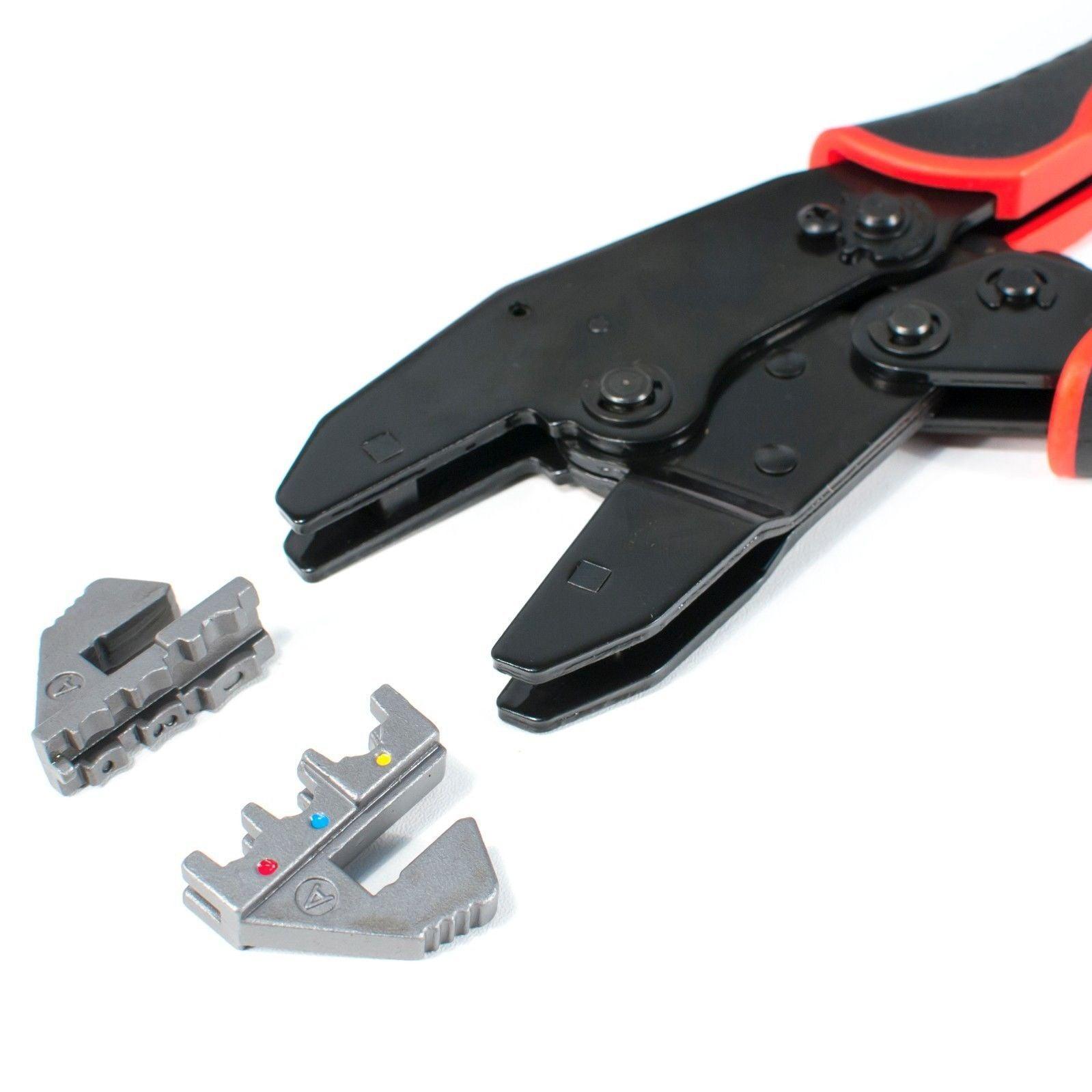Interchangeable Ratcheting Terminal Crimper Set - 12 Die Sets with Wire Strippers - Tool Guy Republic