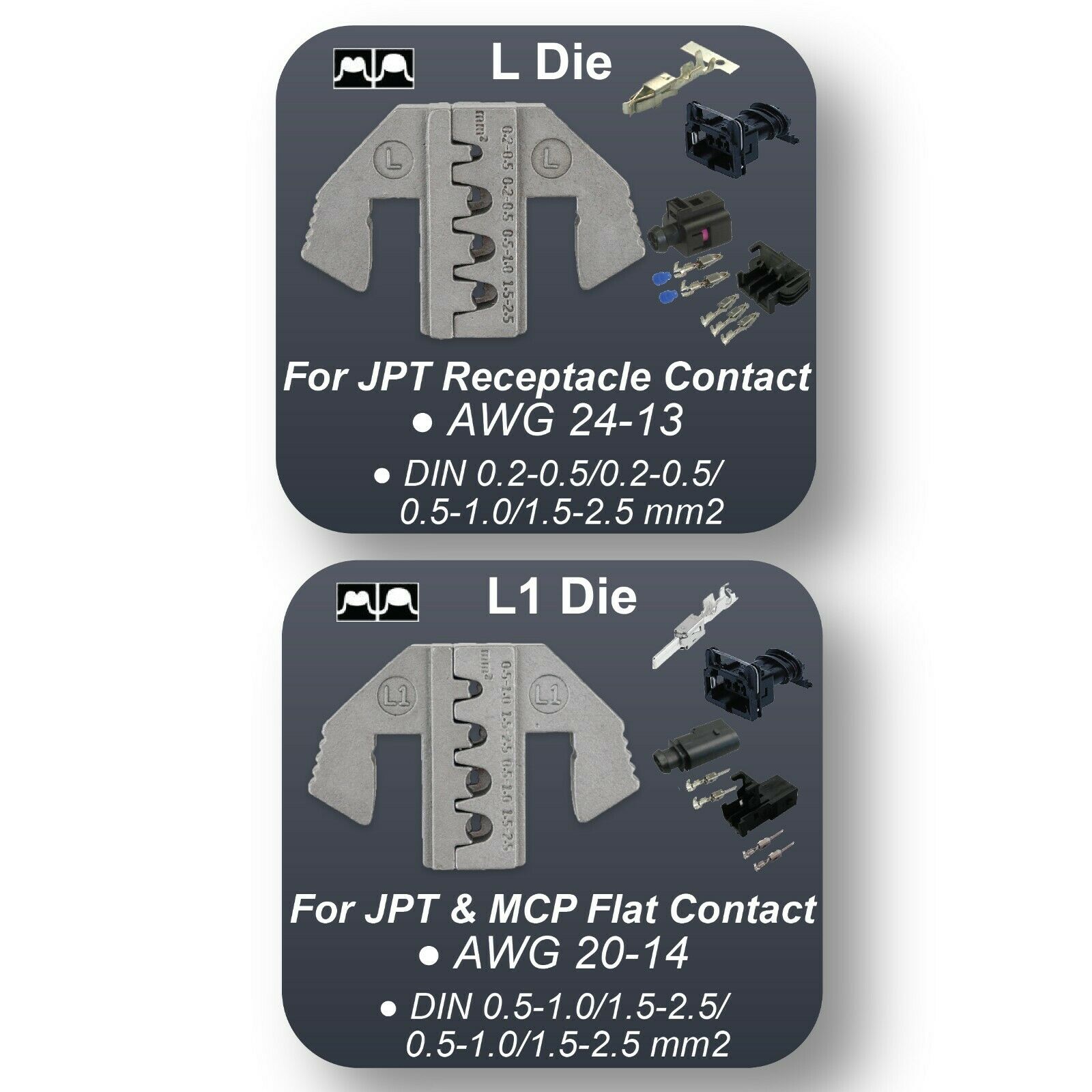 JPT & MCP Flat Connector Repair Kit - Ratcheting Terminal Crimper Set with Removal Tools (MAF, MAP, CTS, Oxygen Sensor, EV1 Injector Terminals)