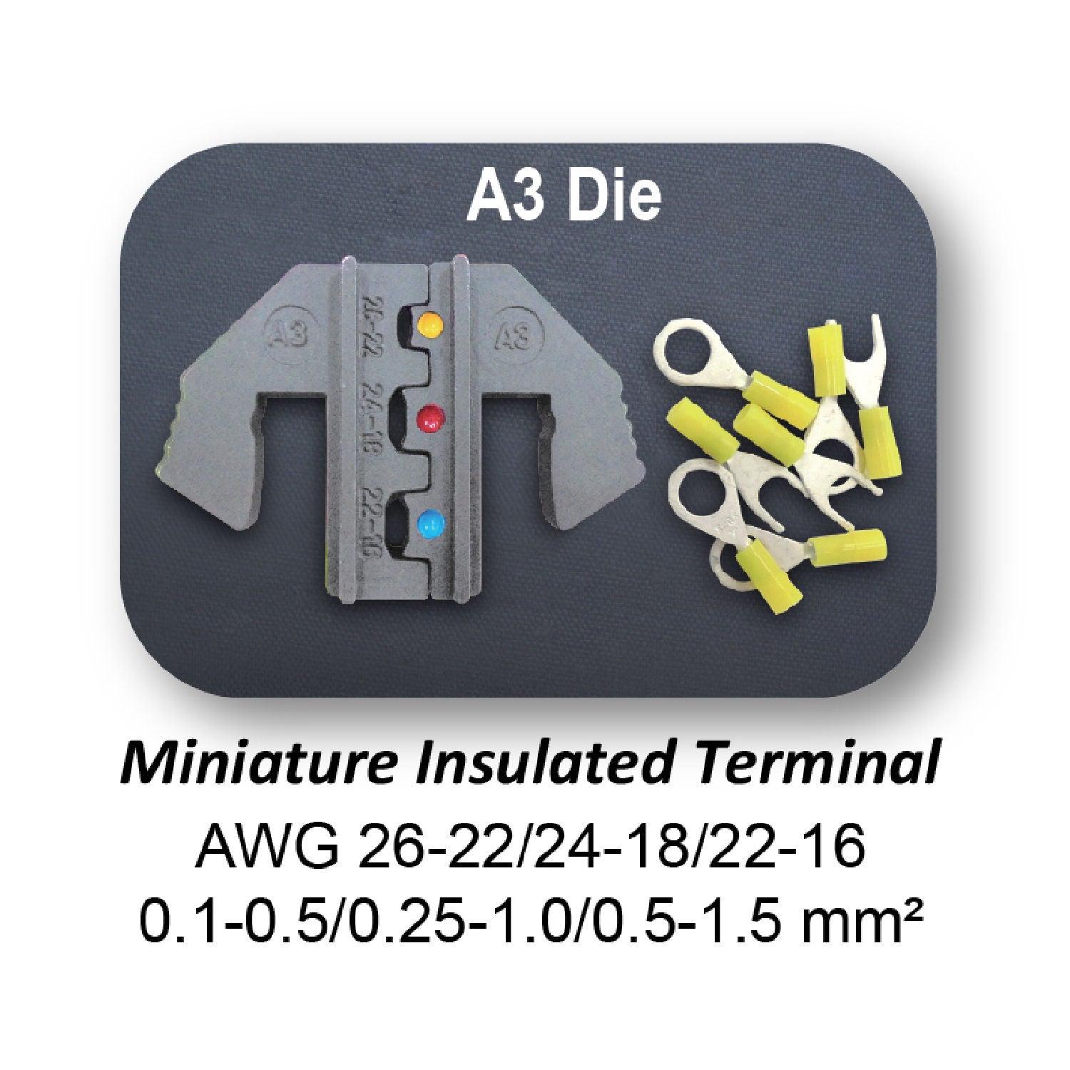 Crimping Tool Die - A3 Die for Miniature Insulated Terminals - Tool Guy Republic