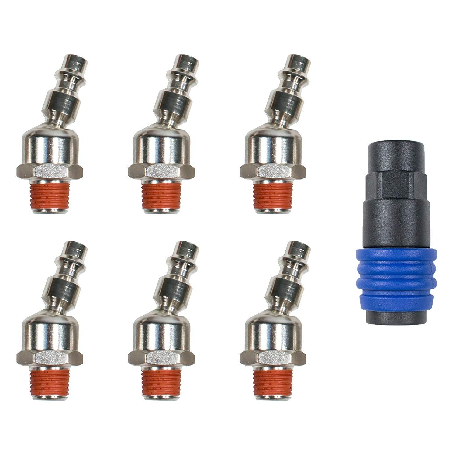 6pc Swivel 1/4' NPT Male Quick Connect Air Tool Fittings w/ BONUS Quick Coupler - Tool Guy Republic