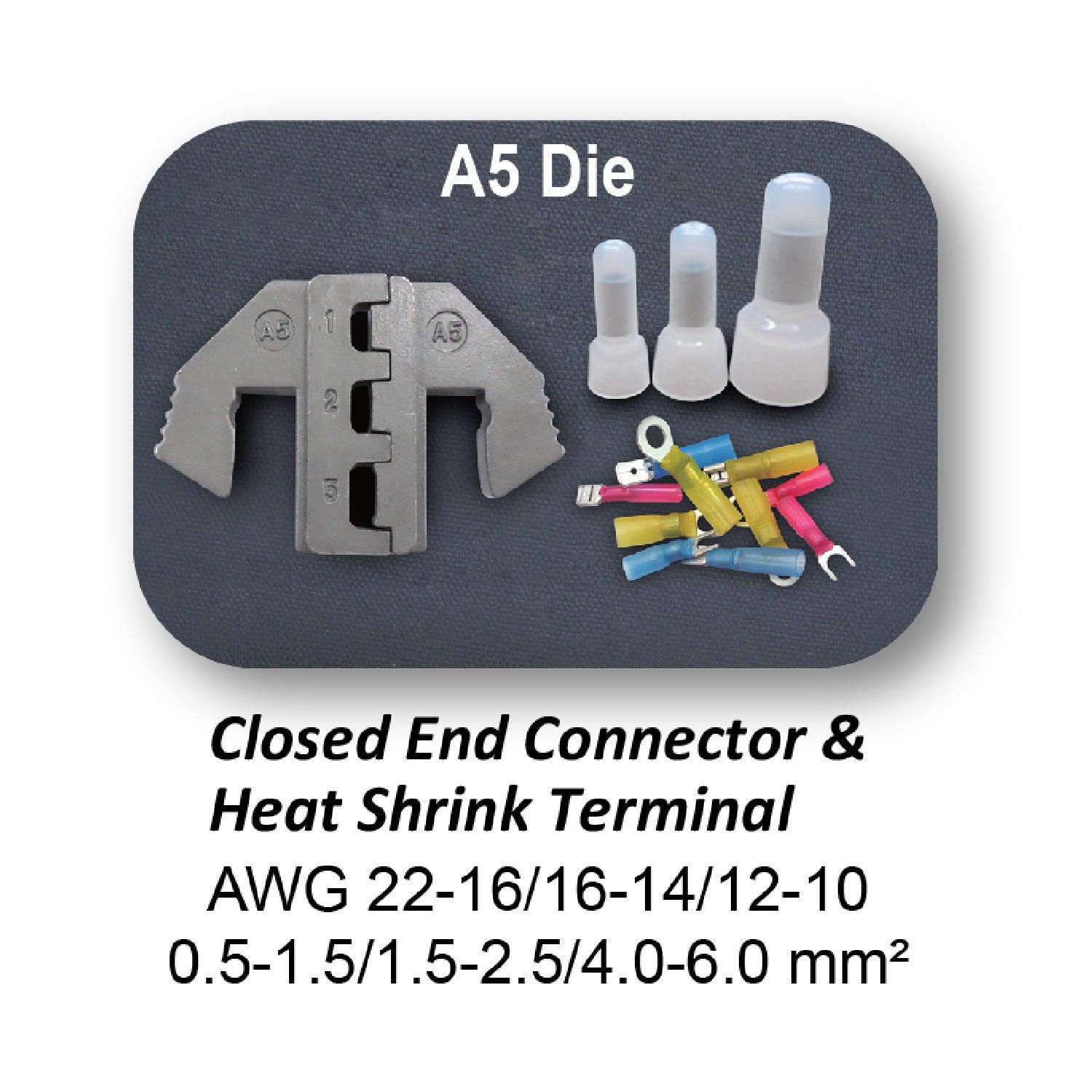 Crimping Tool Die - A5 Die for Closed End Connector & Heat Shrink Terminals - Tool Guy Republic