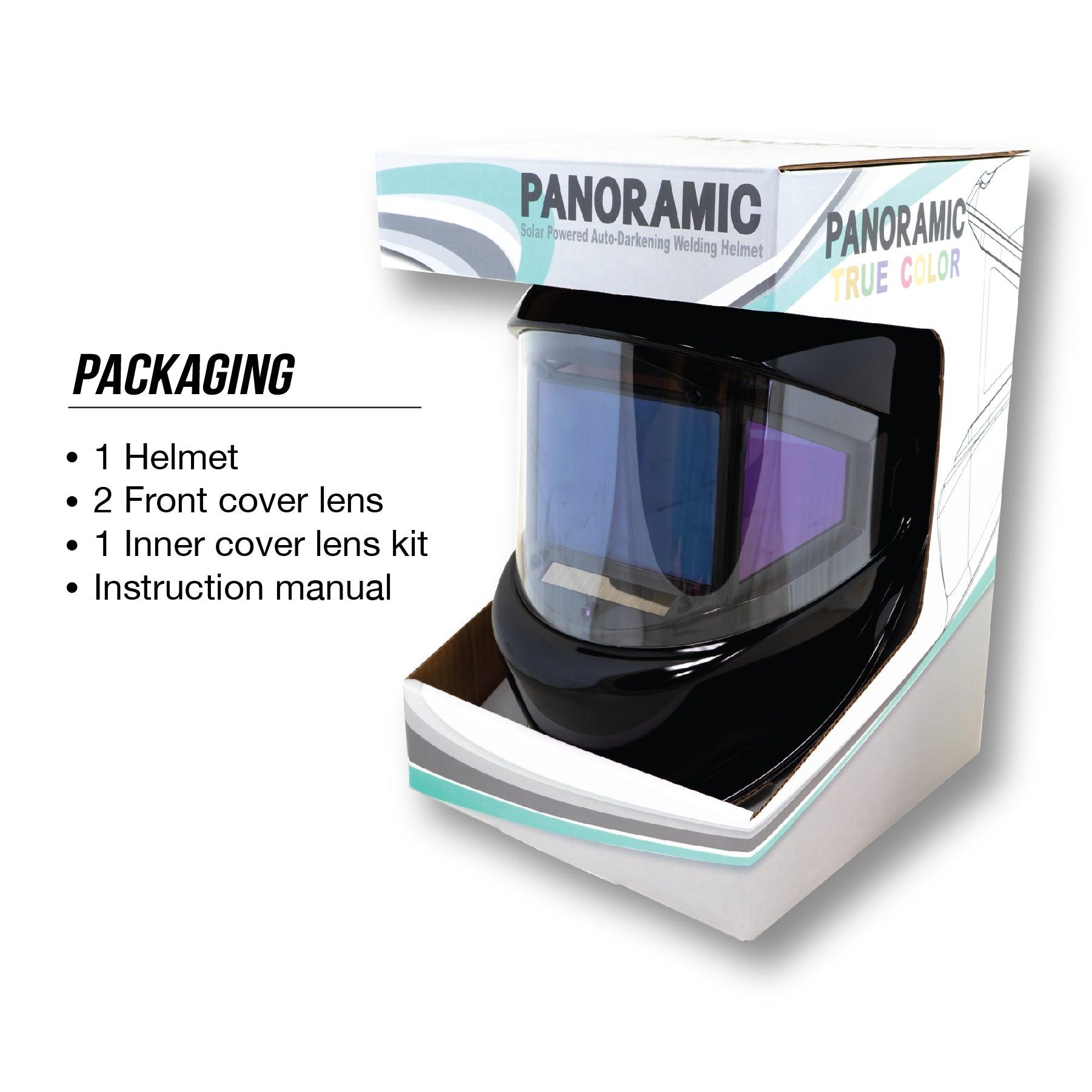 TGR Digital Panoramic 180 View Solar Powered Auto Darkening Welding Helmet - True Color (Black) - Tool Guy Republic
