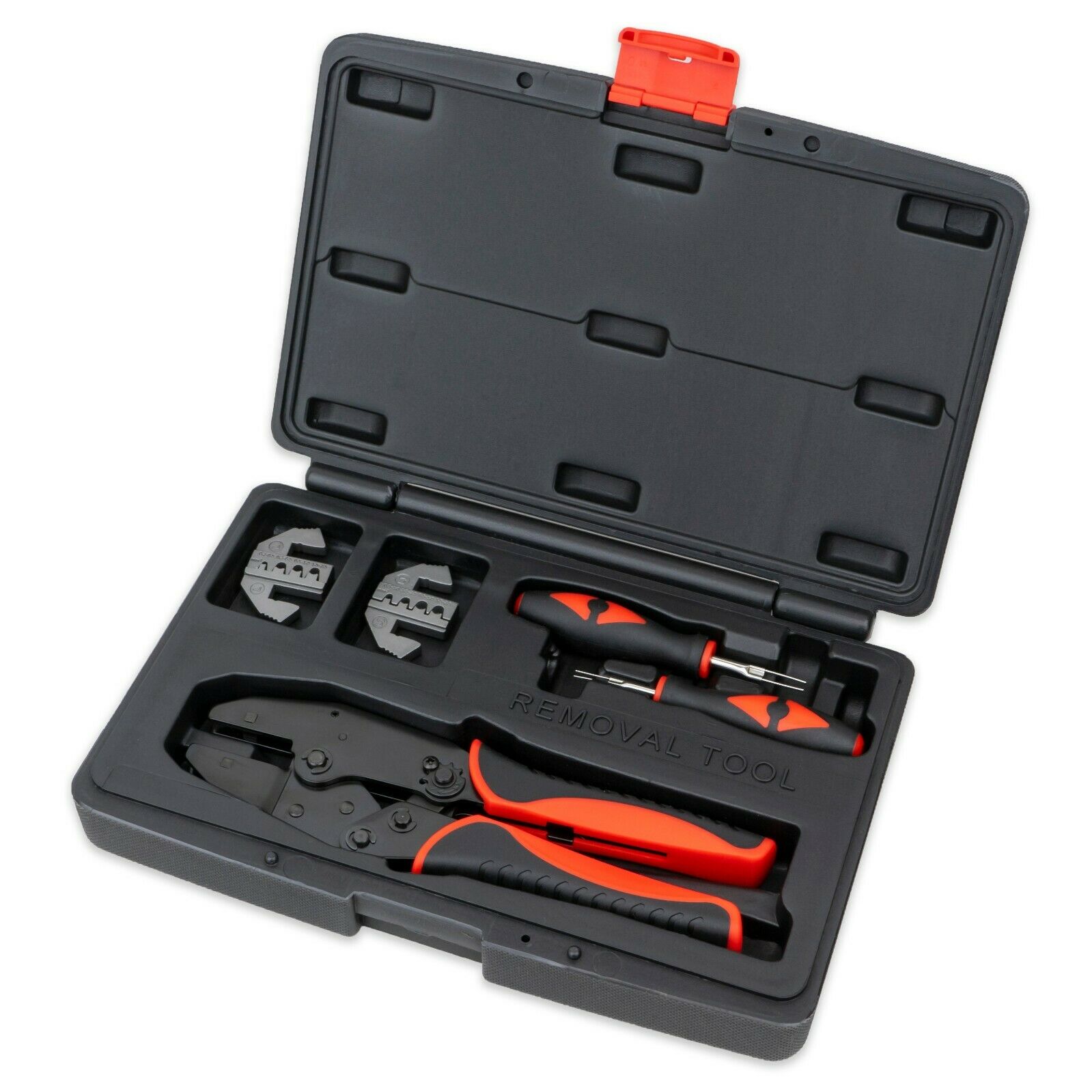 JPT & MCP Flat Connector Repair Kit - Ratcheting Terminal Crimper Set with Removal Tools (MAF, MAP, CTS, Oxygen Sensor, EV1 Injector Terminals)