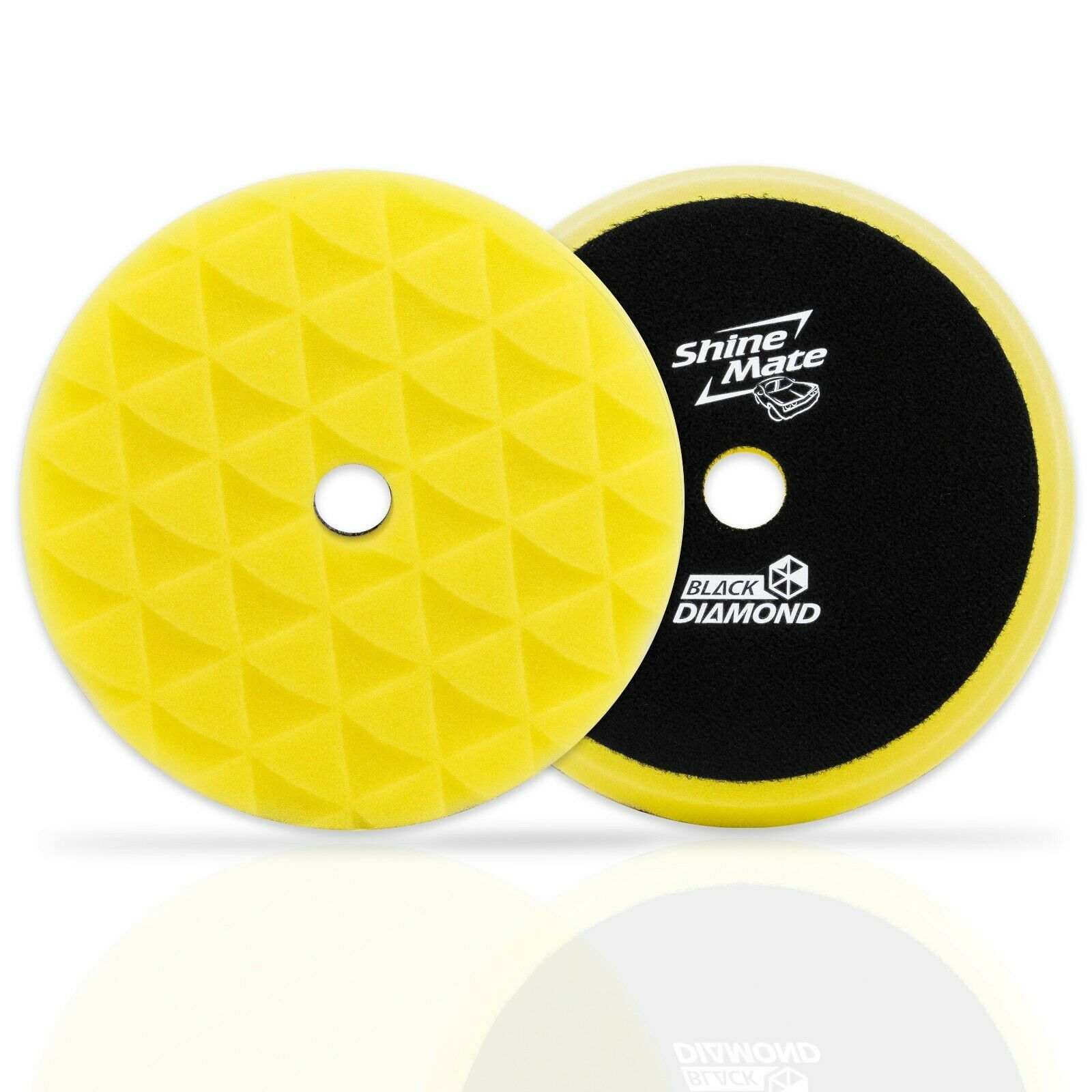 Shinemate - 7" Black Diamond (1) Yellow High Cut Foam Pad + (1) Red Finishing Foam Pad to fit 6" Backing Plates