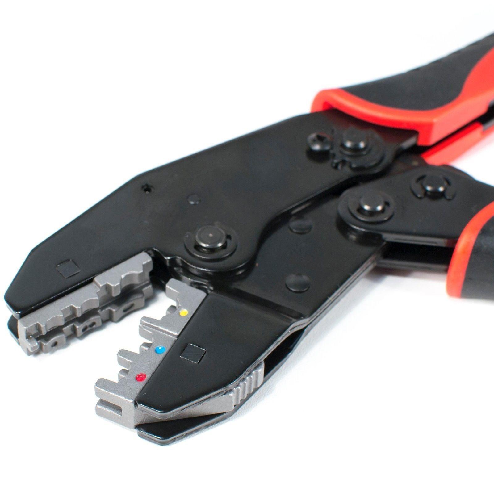 Interchangeable Ratcheting Terminal Crimper Set - 12 Die Sets with Wire Strippers - Tool Guy Republic