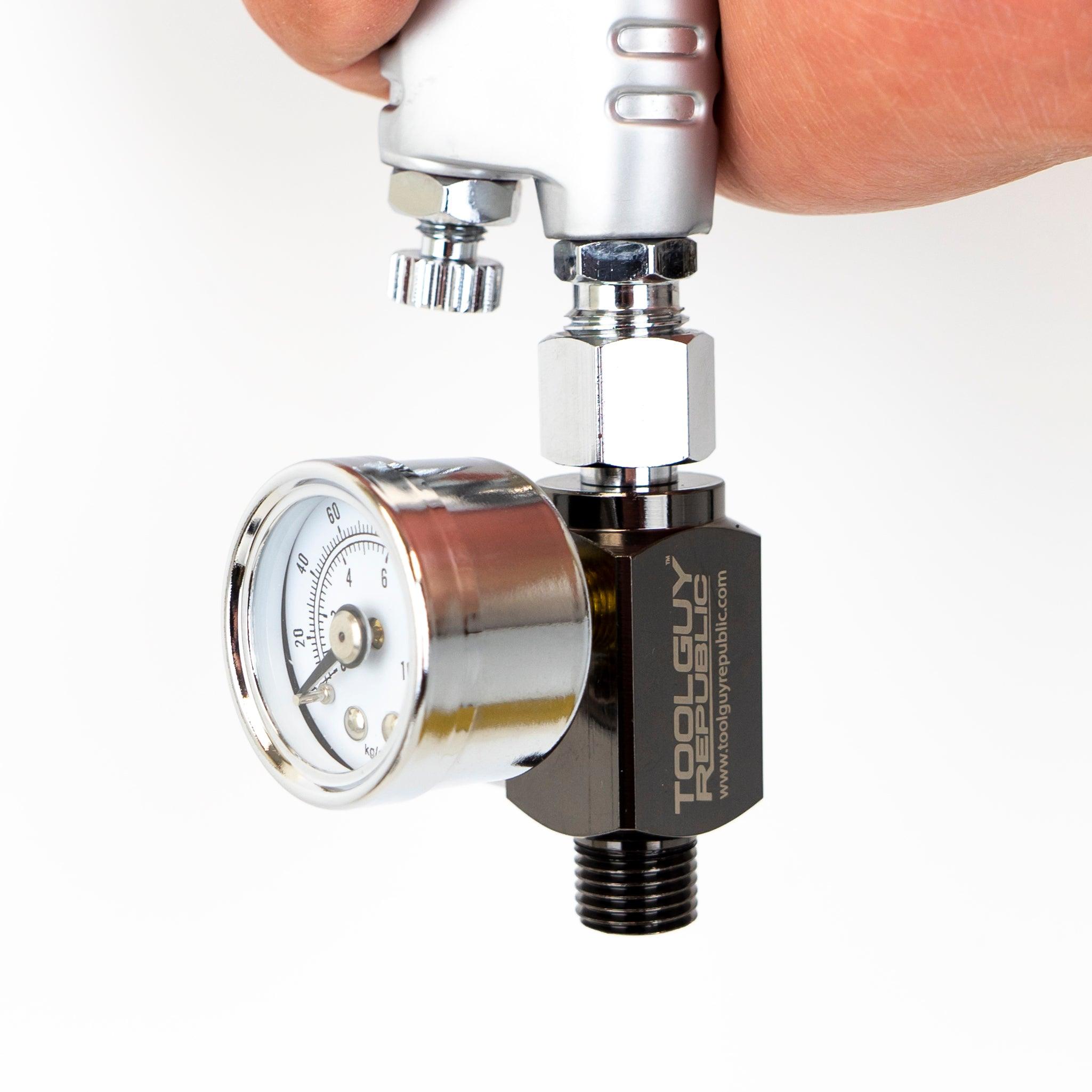 Air Adjusting Regulator Valve with Pressure Gauge for Spray Guns and Air Tools (1/4” NPS)
