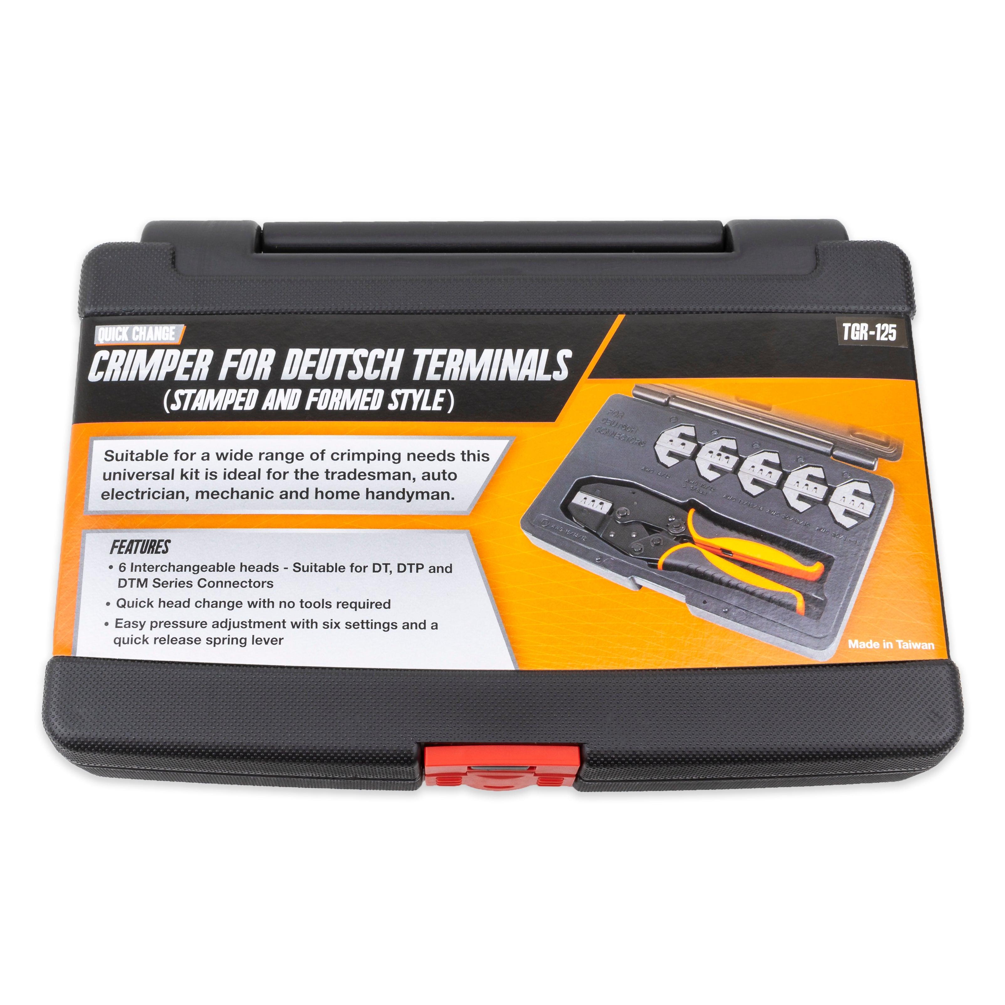 Deutsch Terminal Ratcheting Crimping Tool- Includes 6 Quick Change Dies - Tool Guy Republic