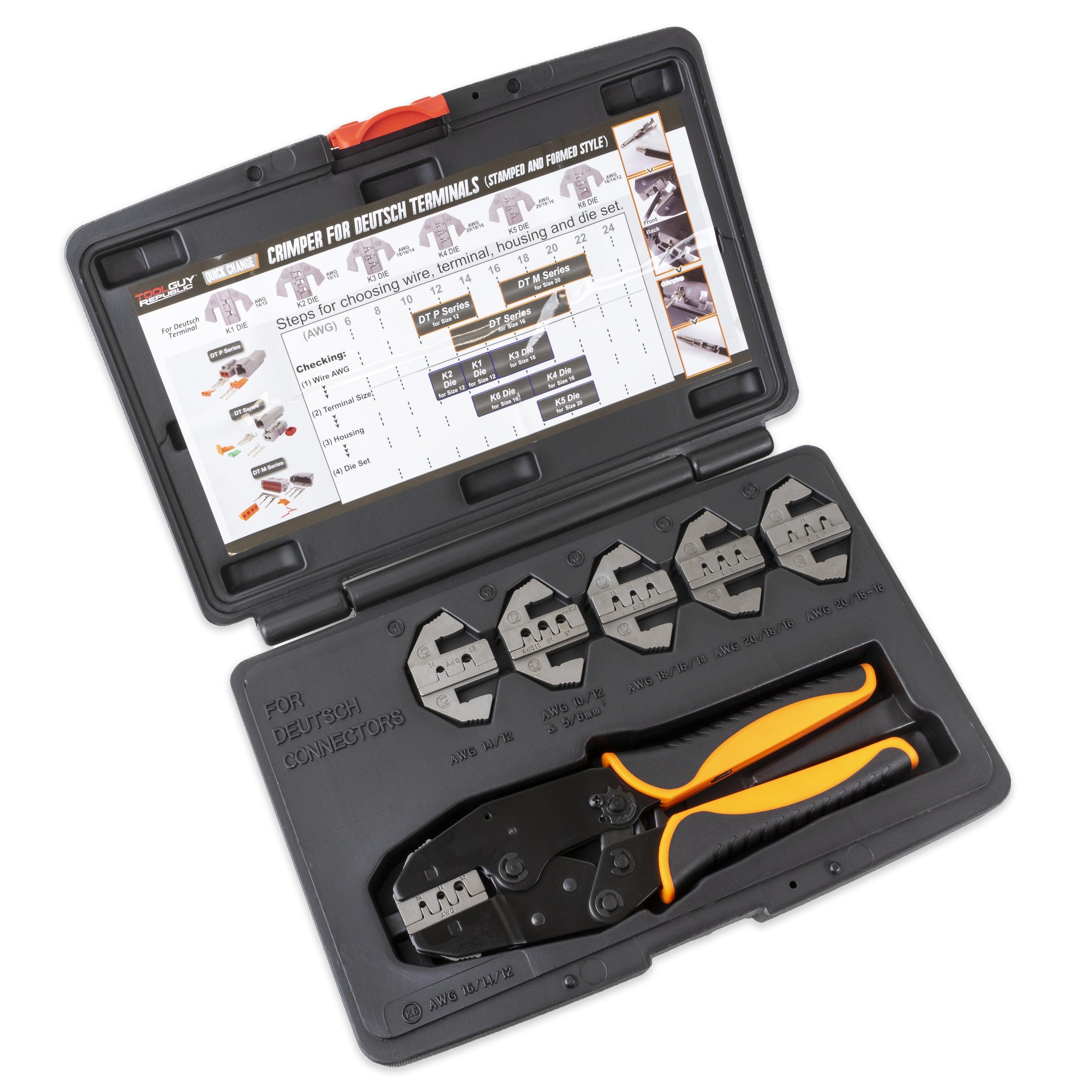 Deutsch Terminal Ratcheting Crimping Tool- Includes 6 Quick Change Dies