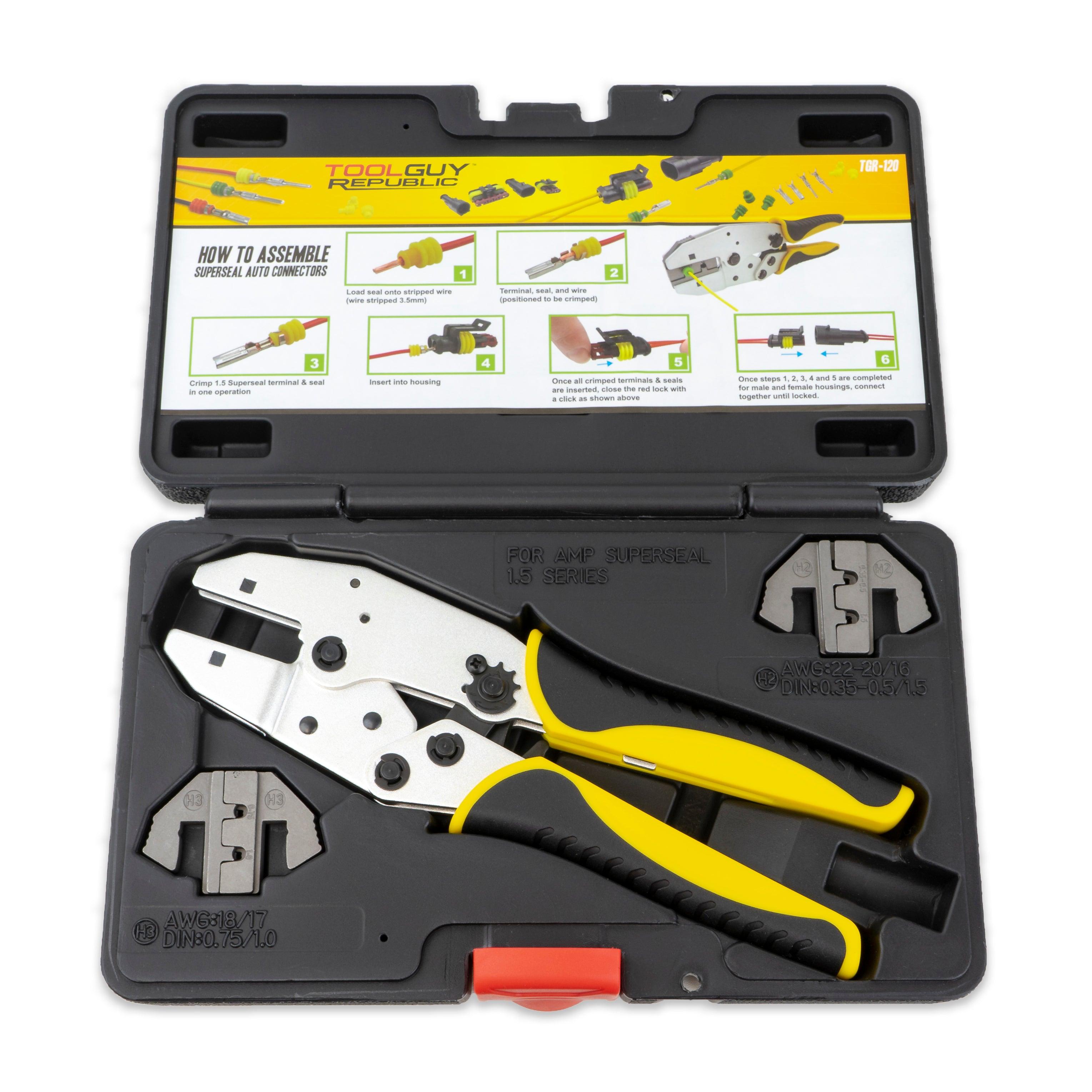 1.5 Superseal Connector Terminal Ratcheting Crimping Tool- Includes 2 Dies