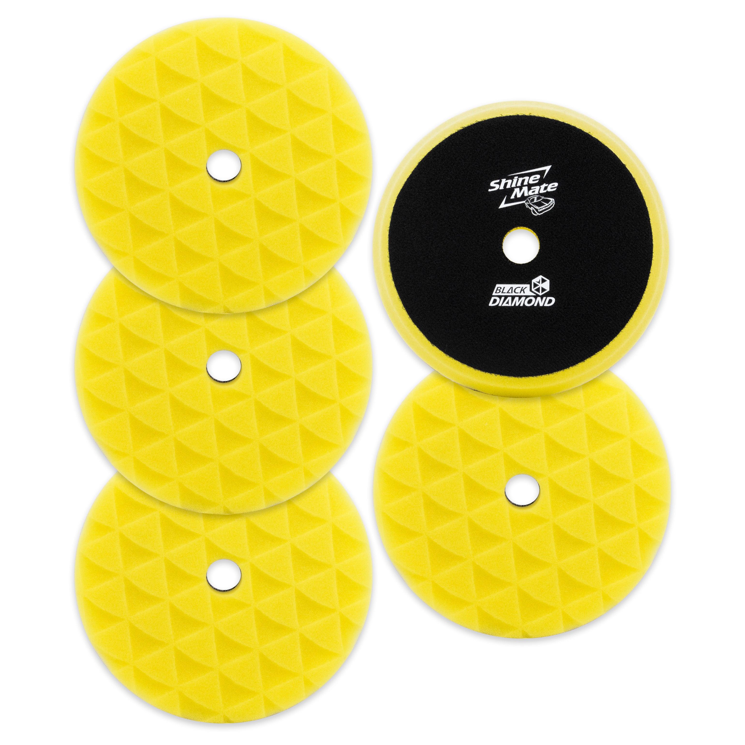 Shinemate - 7" Black Diamond Yellow High Cut Foam Pad to fit 6" Backing Plates (5 Pack) - Tool Guy Republic