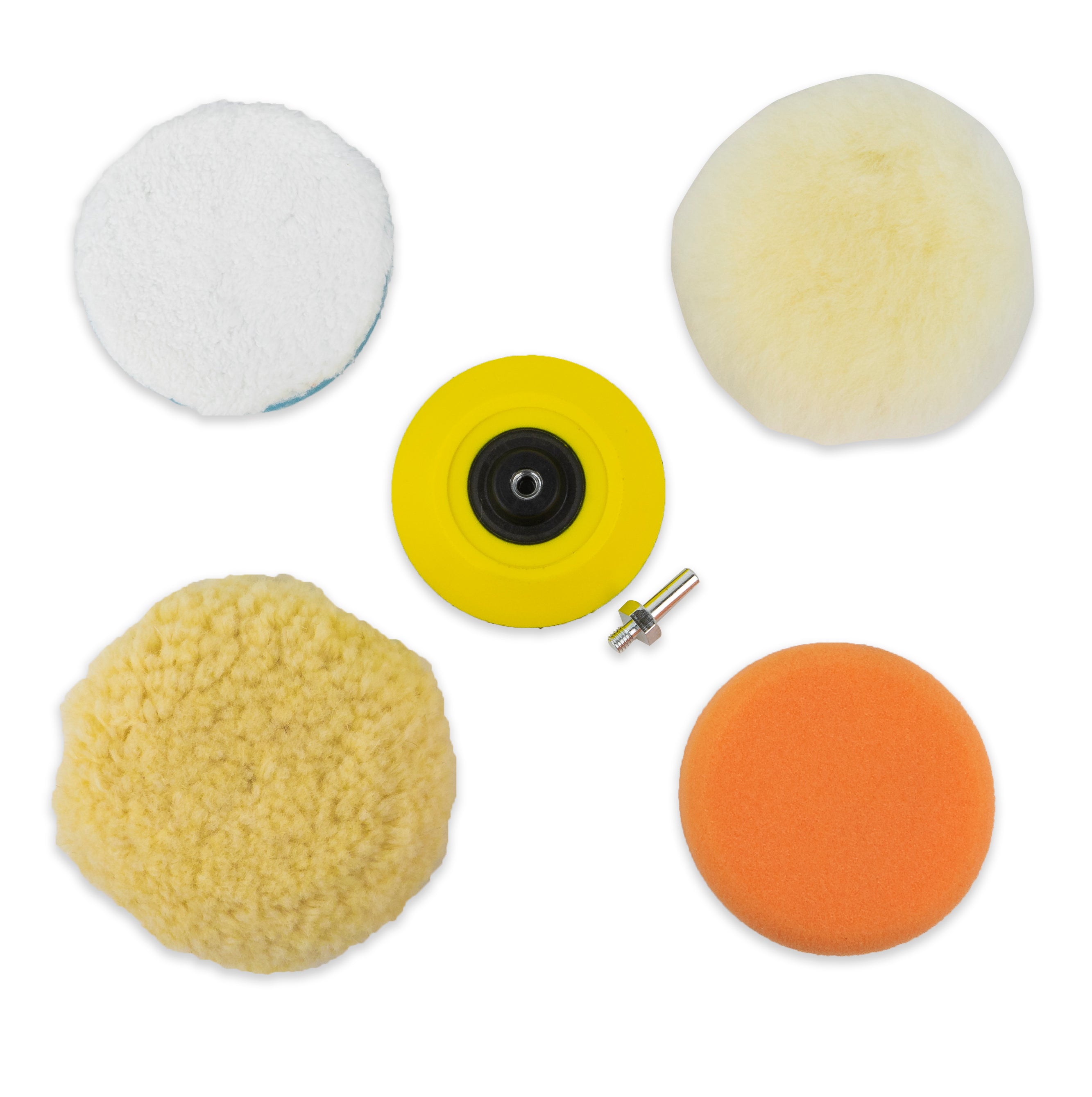 TGR 3" Car Buffing & Polishing Pad Kit - Turn Your Drill into Power Polisher - Foam & Wool Pads - Hook & Loop Backing Pad with Adapter - Tool Guy Republic