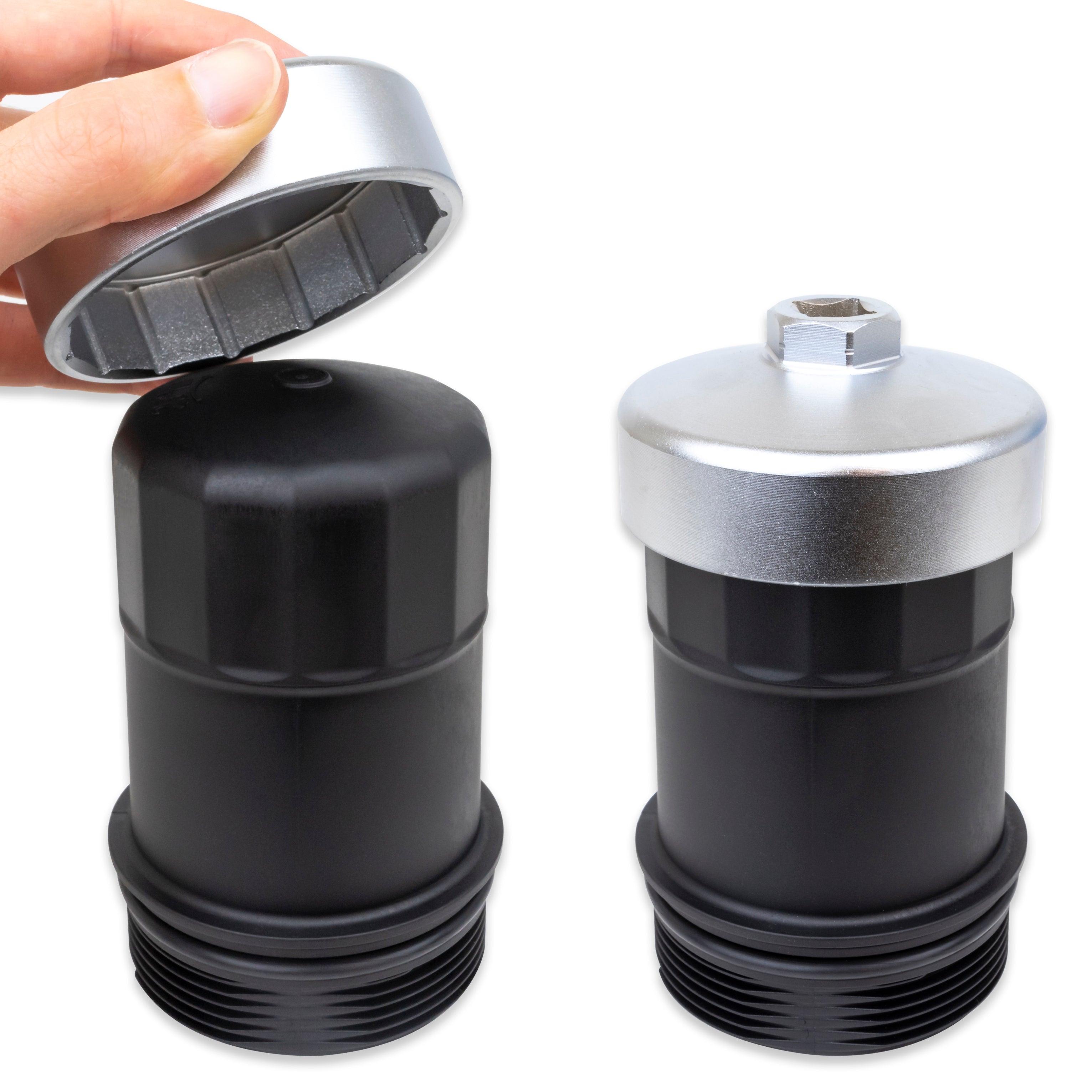 Forged Matte Chrome Vanadium Oil Filter Wrench Socket for Volkswagen, Mercedes Benz, VW, Audi, Porsche, Mazda, Sprinter Type Oil Filter Housings - 74mm 14 Flats