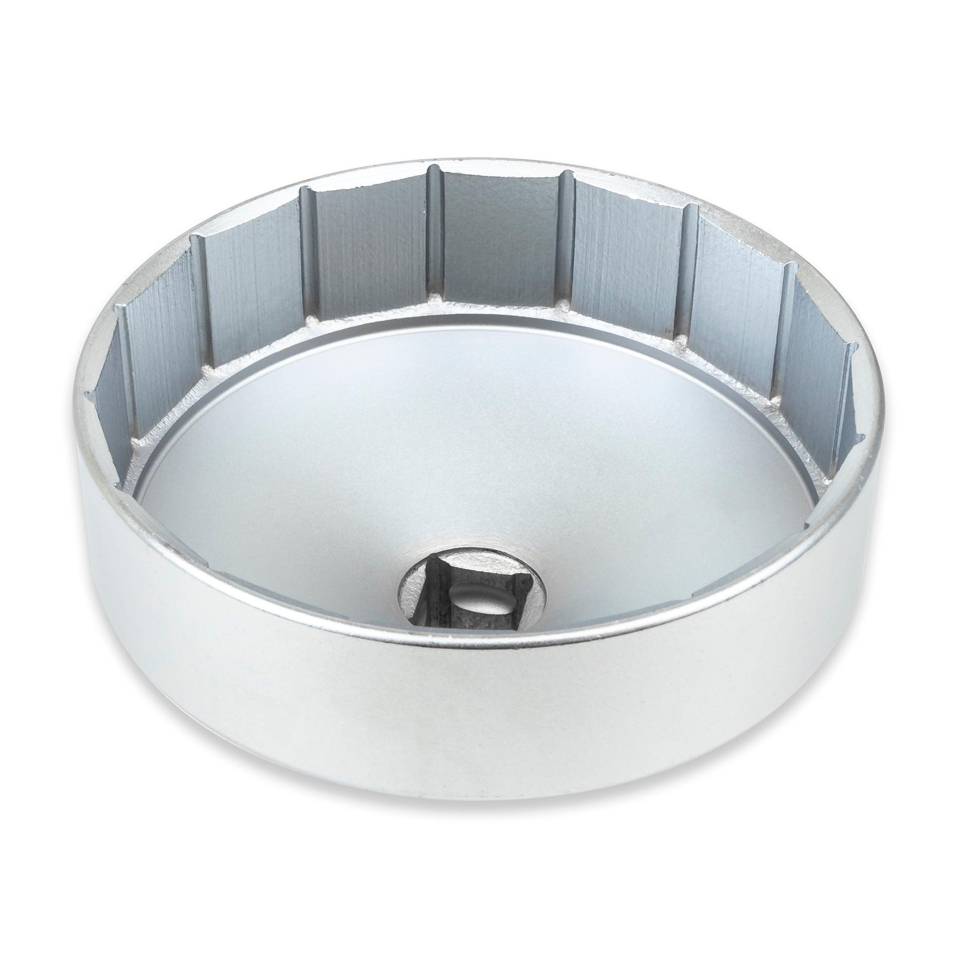 Forged Matte Chrome Vanadium Oil Filter Wrench Socket for BMW and Volvo Type Oil Filter Housings - 86mm 16 Flats