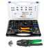 225pc Weather Pack Terminal Ratcheting Crimping Tool & Connector Kit - Includes 2 Interchangeable Dies and Wire Strippers