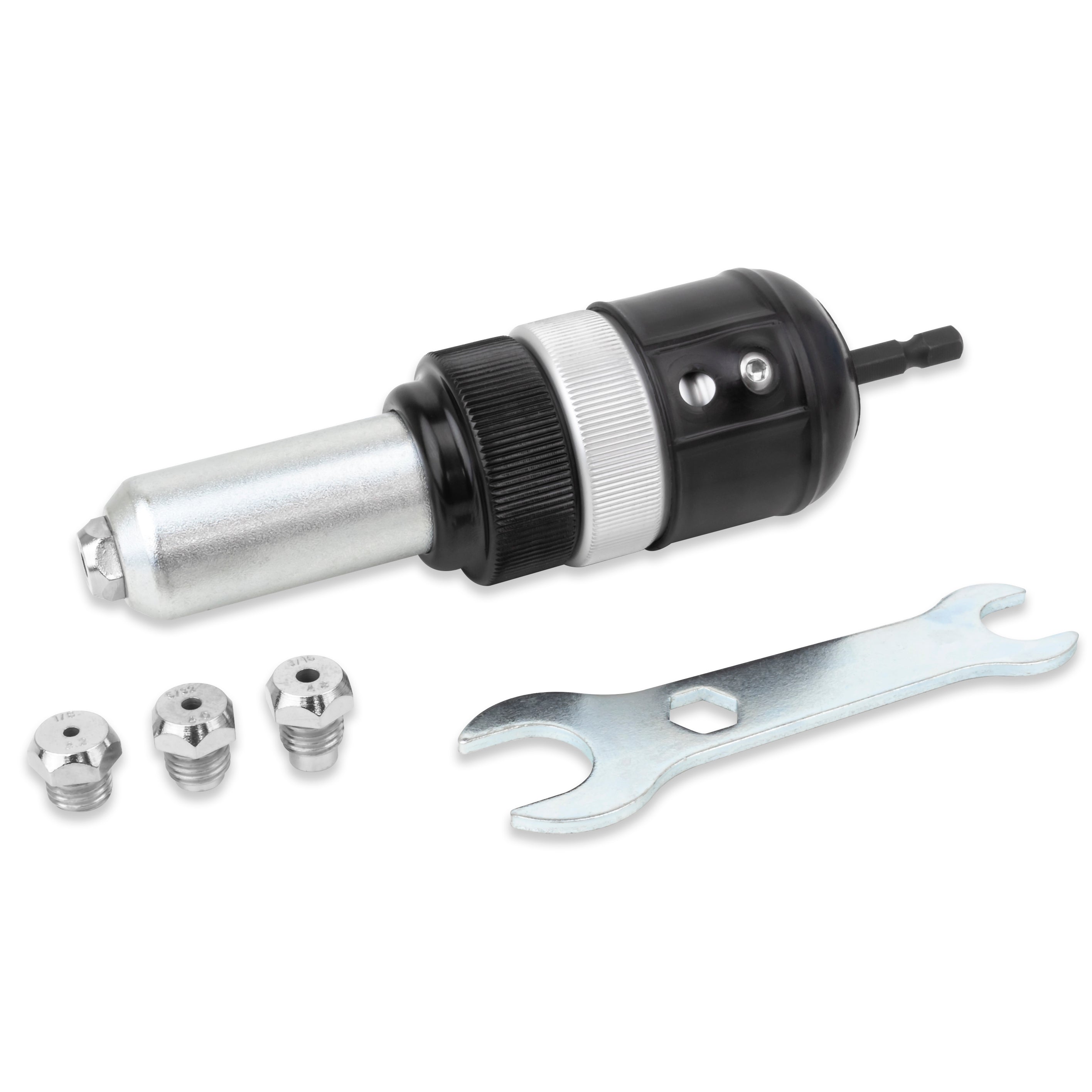 TGR 1/4” Hex Shank Blind Rivet Cordless Drill/Impact Gun Adapter Kit 3.2, 4.0, 4.8, 6.4mm (1/8", 5/32", 3/16”, 1/4”) - Tool Guy Republic