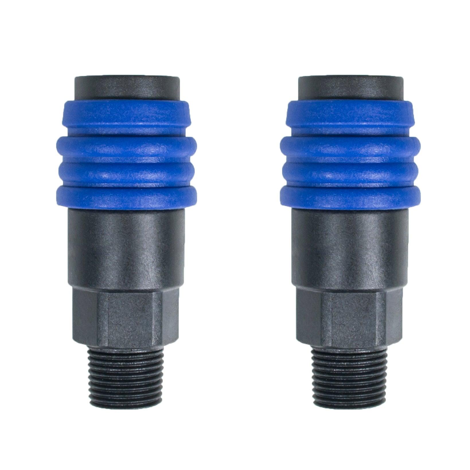 Composite One-Touch Quick Coupler - 3/8" Male (3 in 1 Accepts AMT) - (2 Pack)
