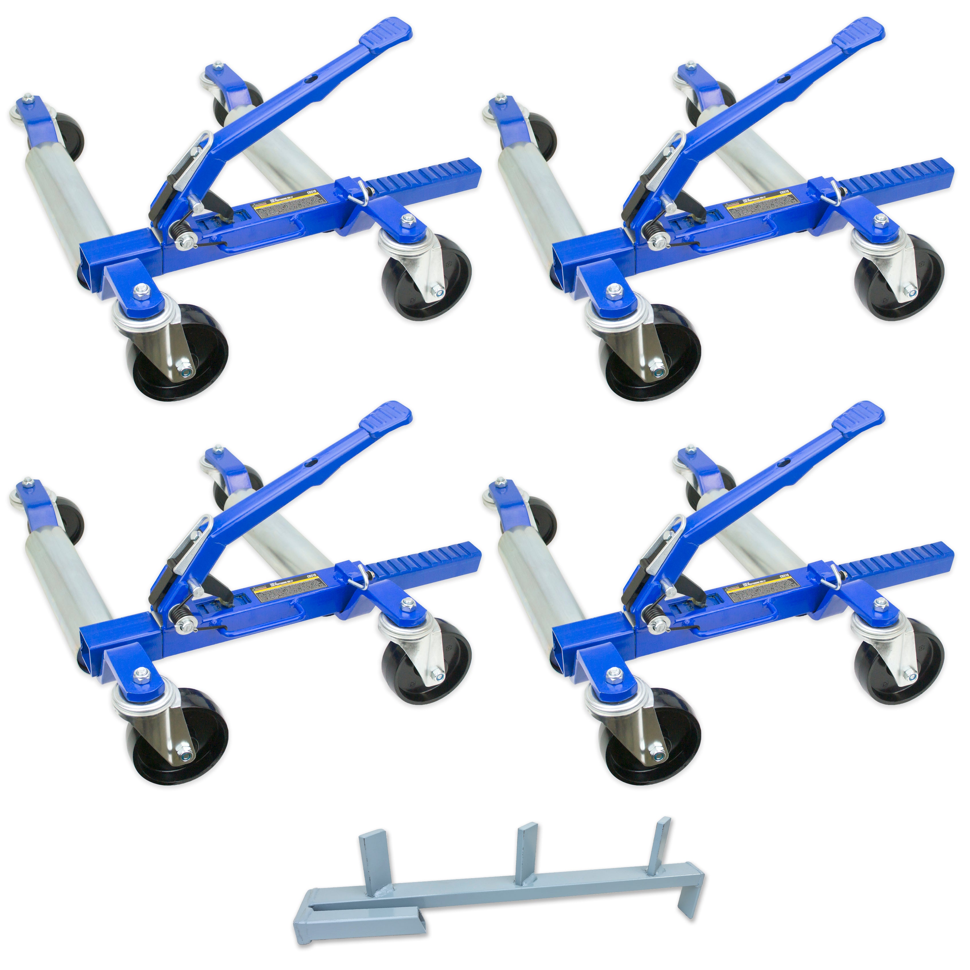 Jackco 1500 LB 12.5” Wheel Car Positioning Dolly (4 Pack with Stand)