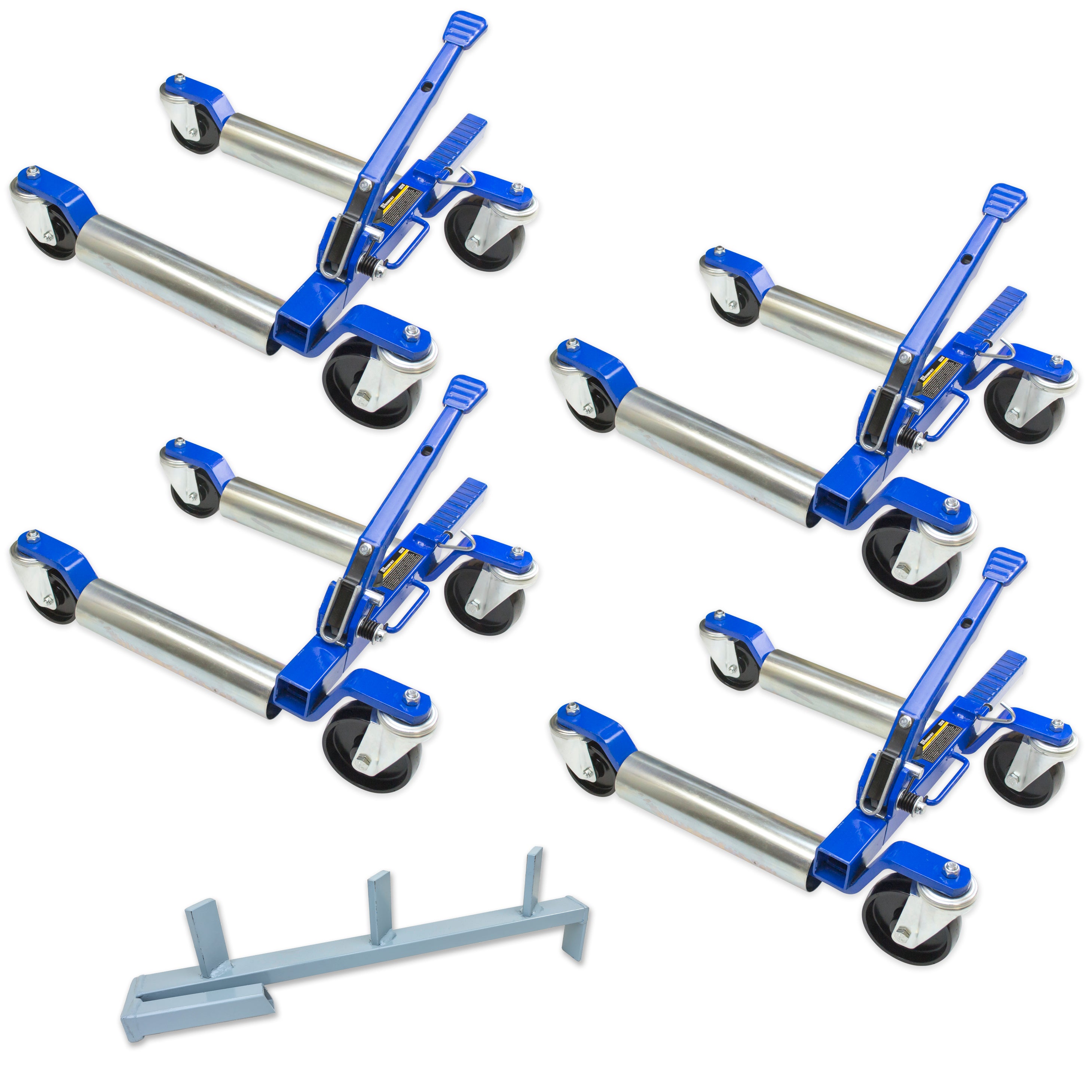 Jackco 1500 LB 12.5” Wheel Car Positioning Dolly (4 Pack with Stand)