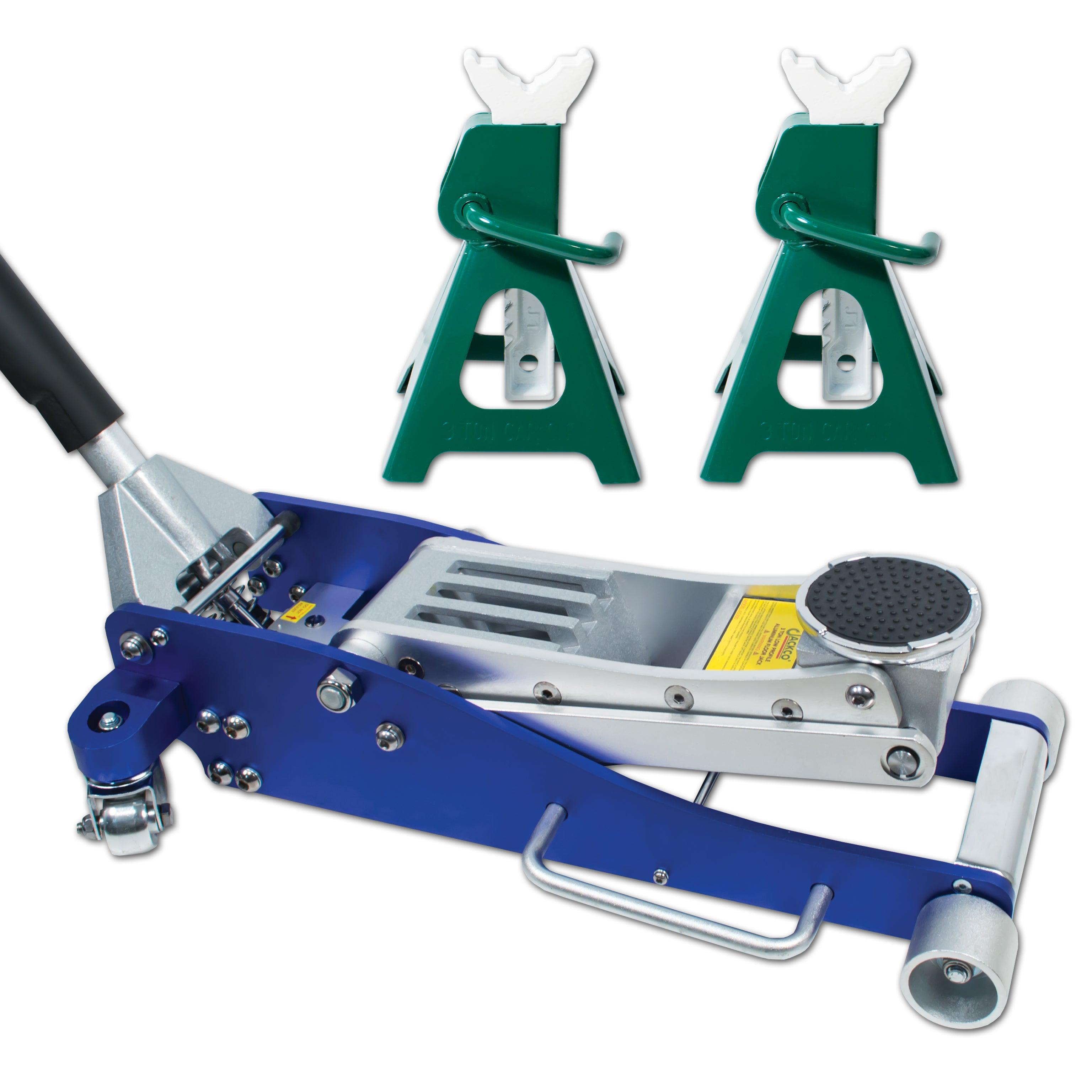 Jackco 3 Ton Low Profile Aluminum Racing Floor Jack with BONUS 3 Ton Jack Stands - Tool Guy Republic