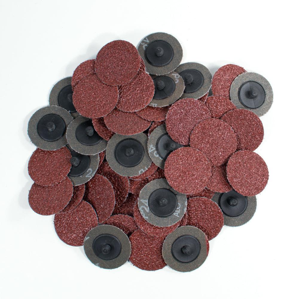 50pcs - 2 inch 24 Grit “Roloc” Type Abrasive Sanding Discs