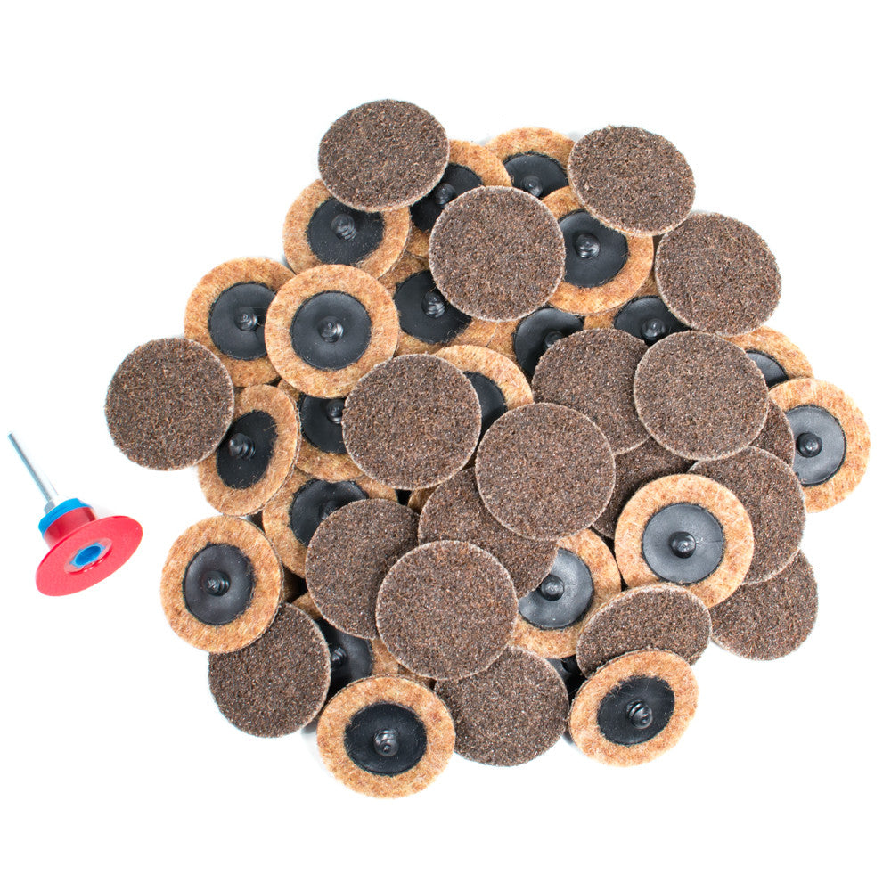 50pc - 2" Coarse Brown Roloc Quick Change Surface Conditioning Prep Sanding Pads - Tool Guy Republic