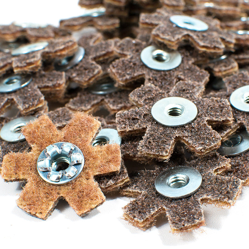 50pc 1-1/2" Surface Conditioning Star Abrasive Disc -Brown Coarse Grade
