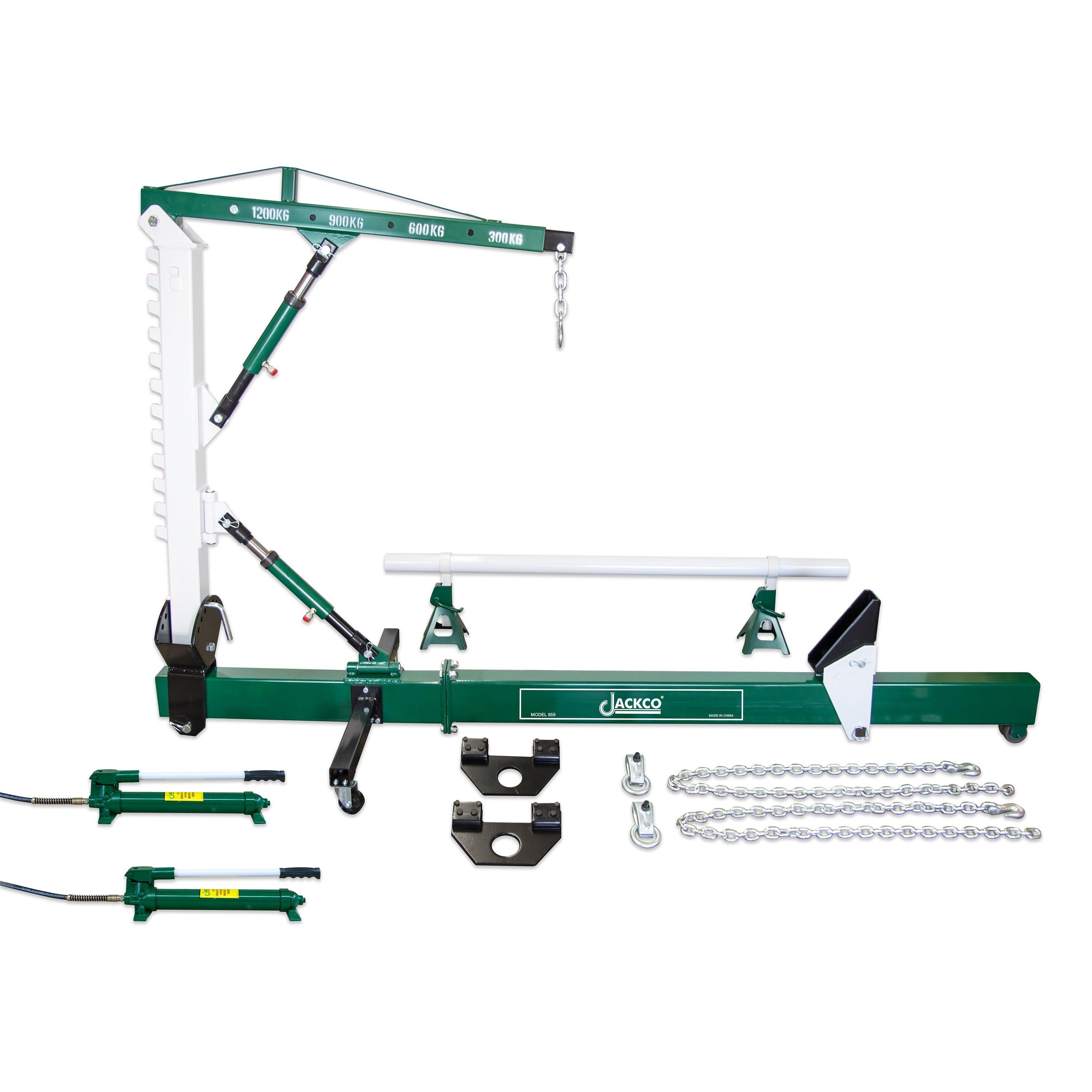 Jackco 10 Ton Body Straightener with 1.2 Ton Crane and Swivel Post