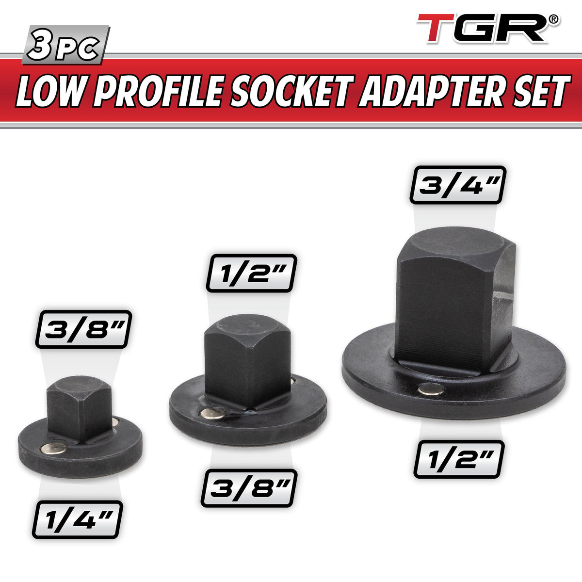 TGR 3PC. Low Profile Impact Socket Adapter Set - Drive Reducing – Tool ...